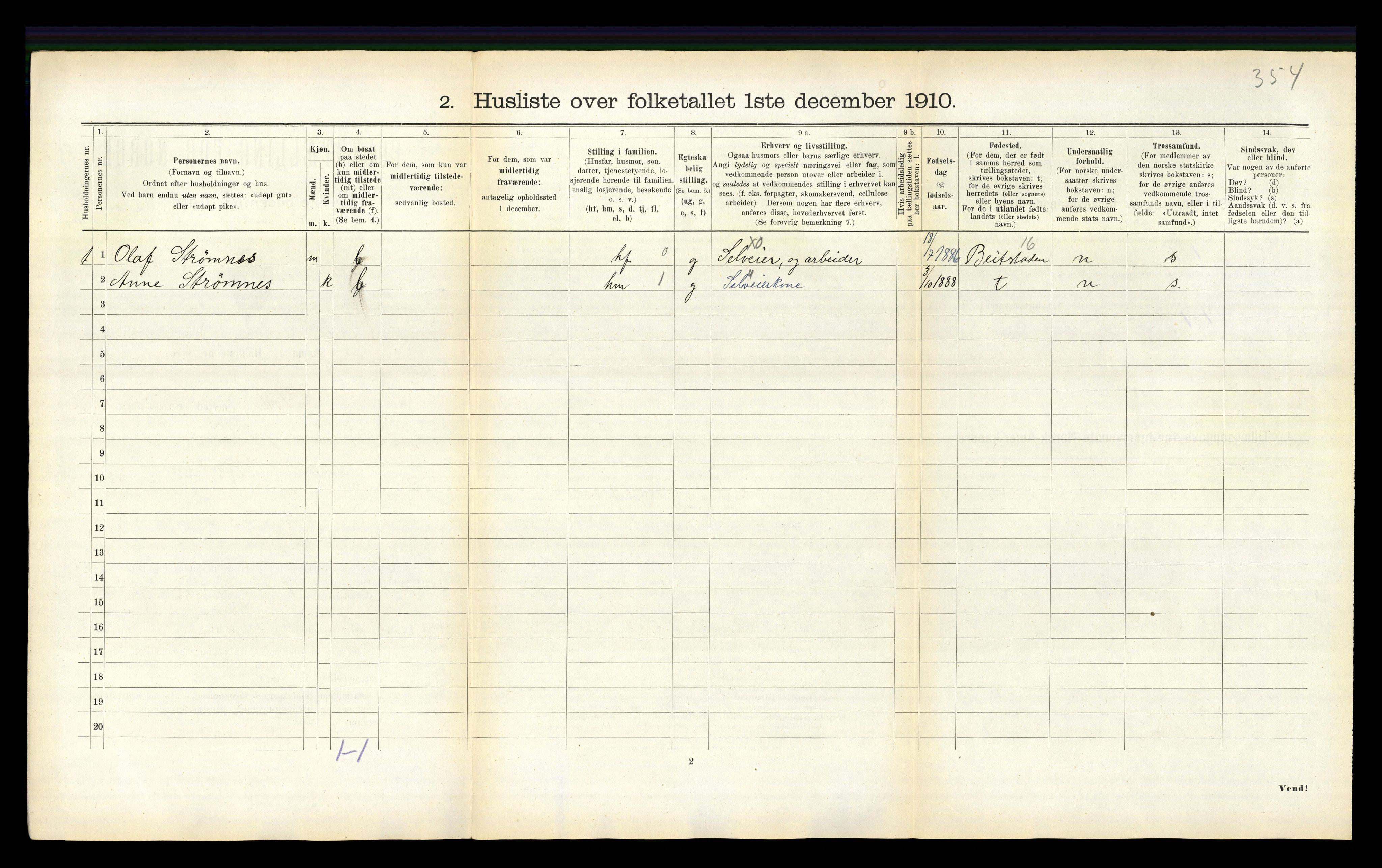 RA, 1910 census for Stod, 1910, p. 140