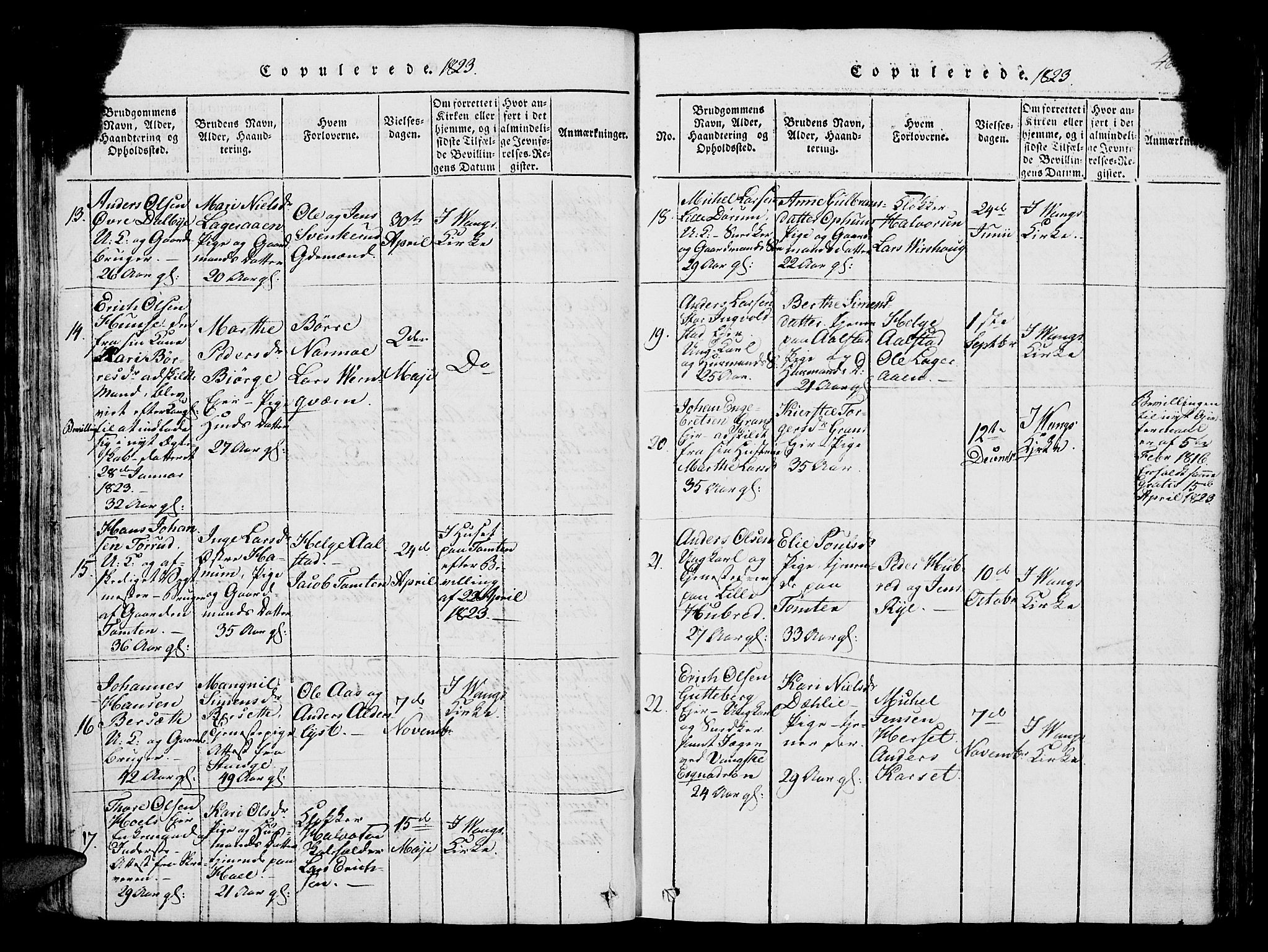 Vang prestekontor, Hedmark, SAH/PREST-008/H/Ha/Hab/L0004: Parish register (copy) no. 4, 1813-1827, p. 463-464
