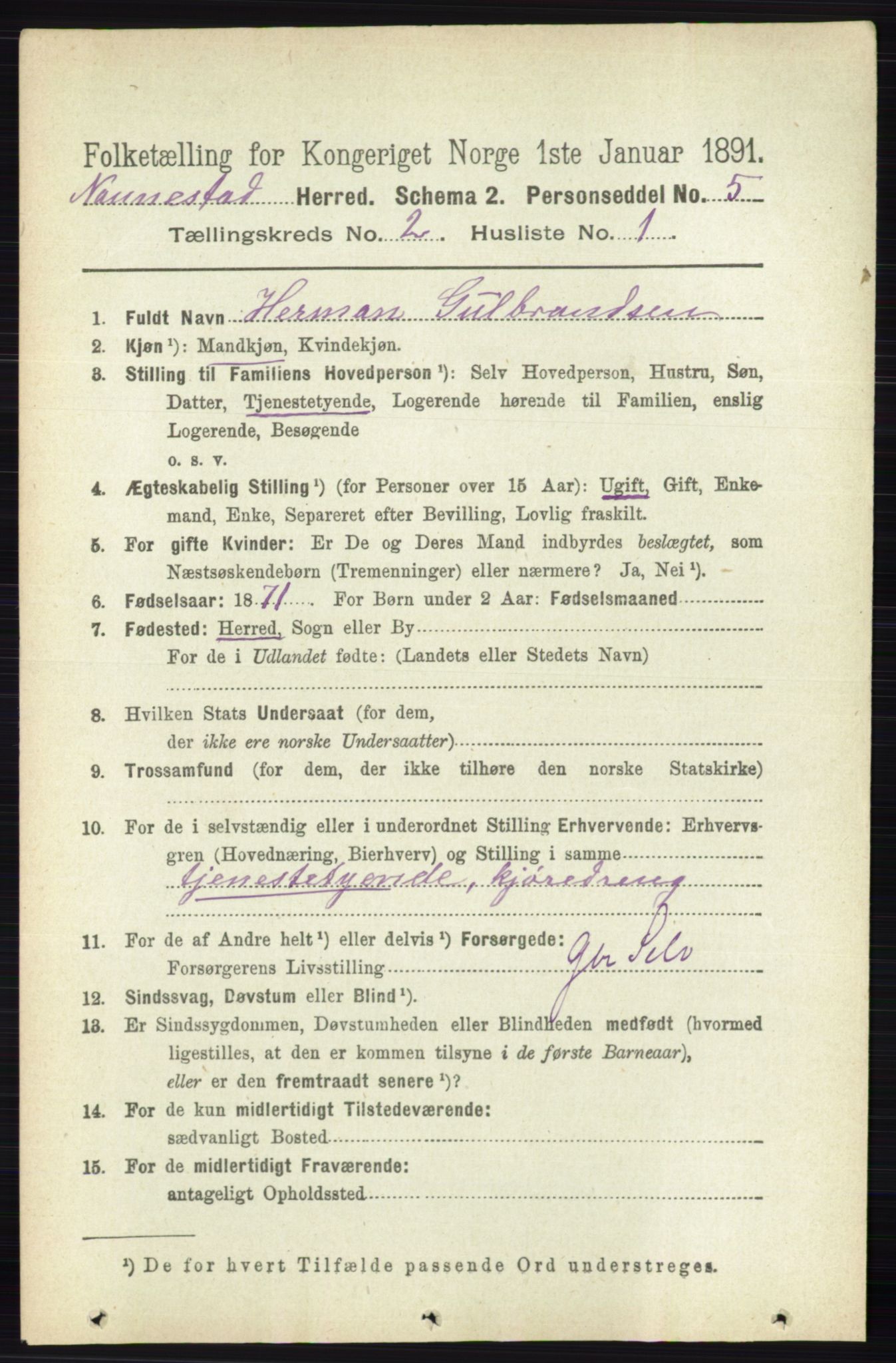 RA, 1891 census for 0238 Nannestad, 1891, p. 866