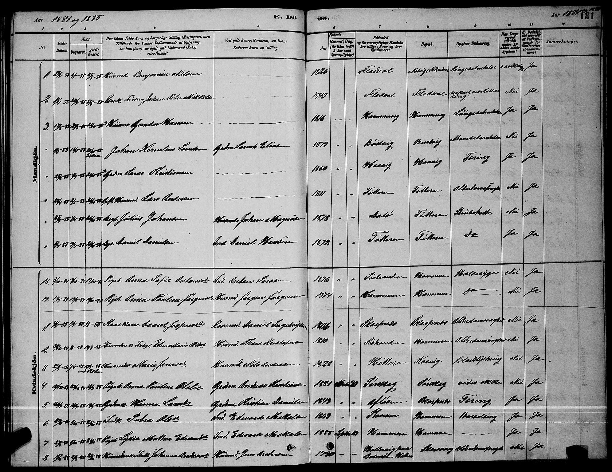 Ministerialprotokoller, klokkerbøker og fødselsregistre - Sør-Trøndelag, SAT/A-1456/641/L0597: Parish register (copy) no. 641C01, 1878-1893, p. 131