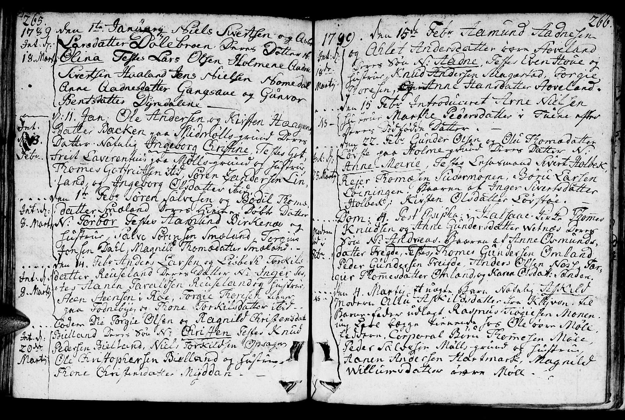 Holum sokneprestkontor, SAK/1111-0022/F/Fa/Faa/L0003: Parish register (official) no. A 3, 1780-1821, p. 265-266