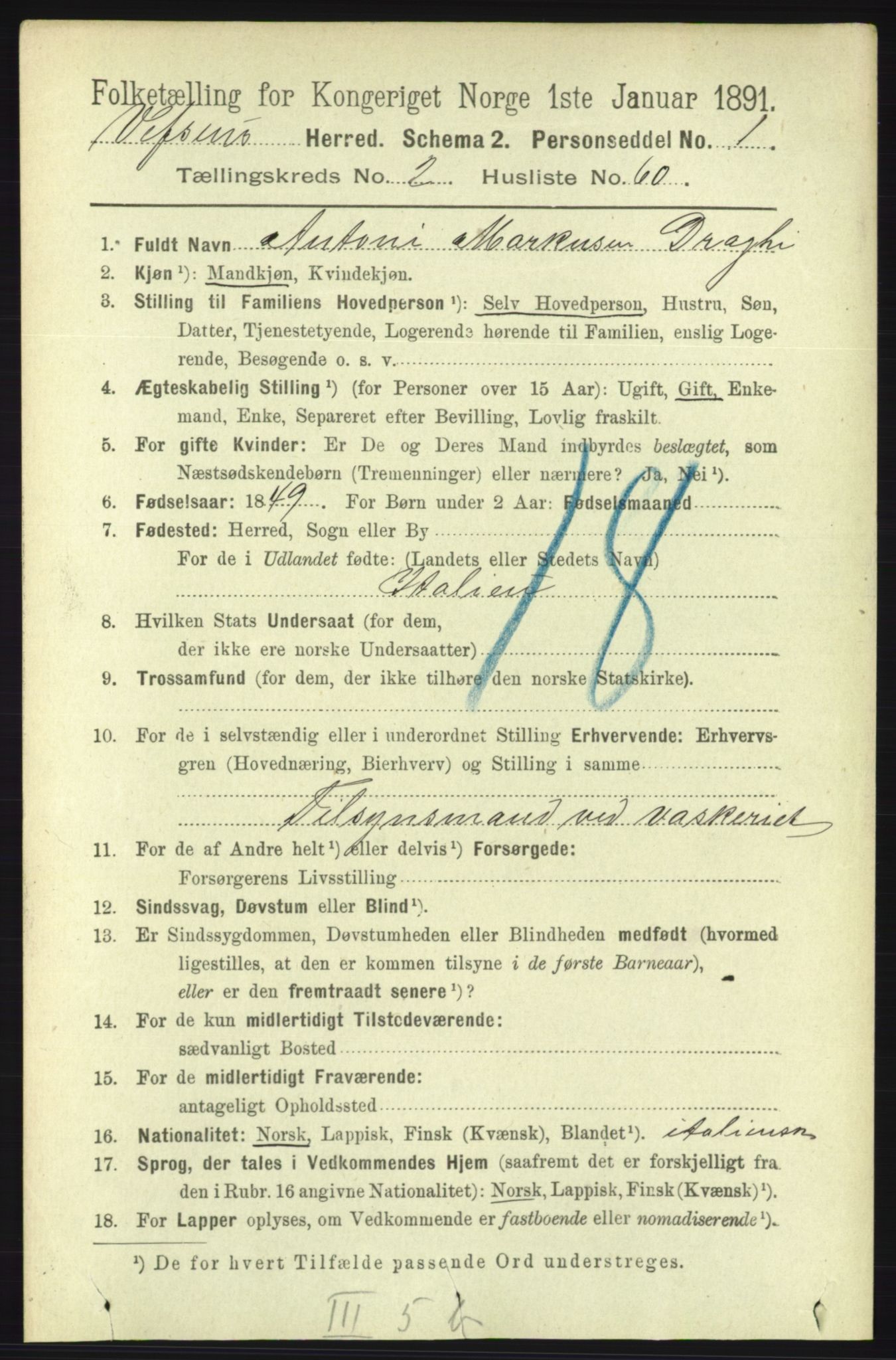 RA, 1891 census for 1824 Vefsn, 1891, p. 1065
