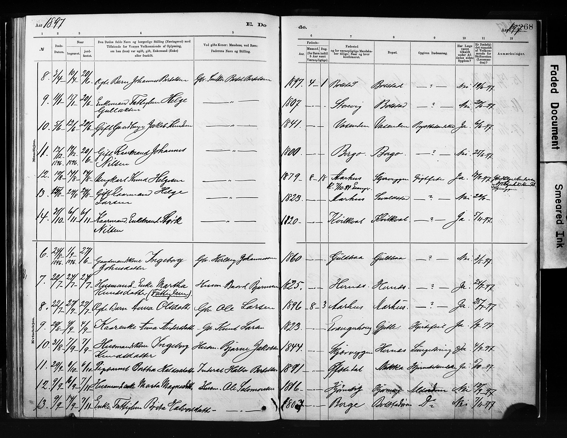 Evanger sokneprestembete, AV/SAB-A-99924: Parish register (official) no. A 1, 1877-1899, p. 268