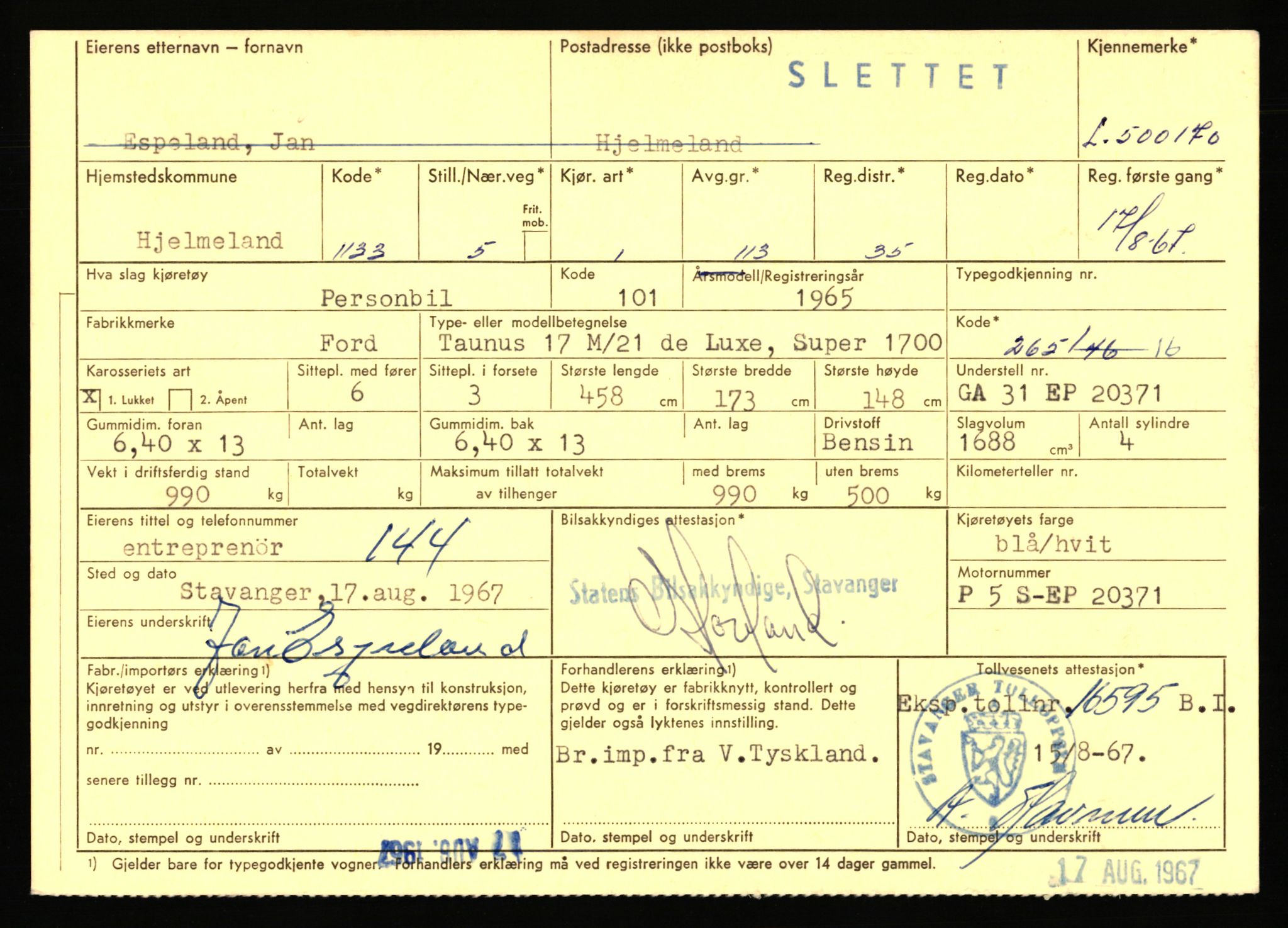 Stavanger trafikkstasjon, AV/SAST-A-101942/0/F/L0077: L-500000 - L-502999, 1930-1971, p. 103