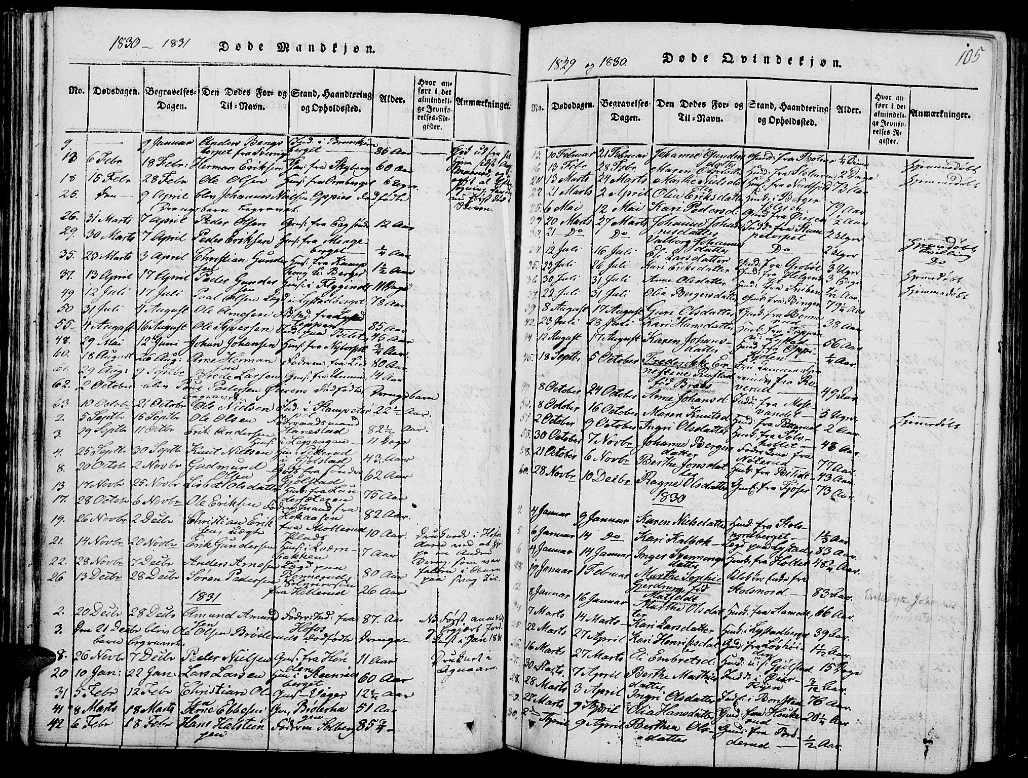 Grue prestekontor, SAH/PREST-036/H/Ha/Hab/L0001: Parish register (copy) no. 1, 1814-1841, p. 105
