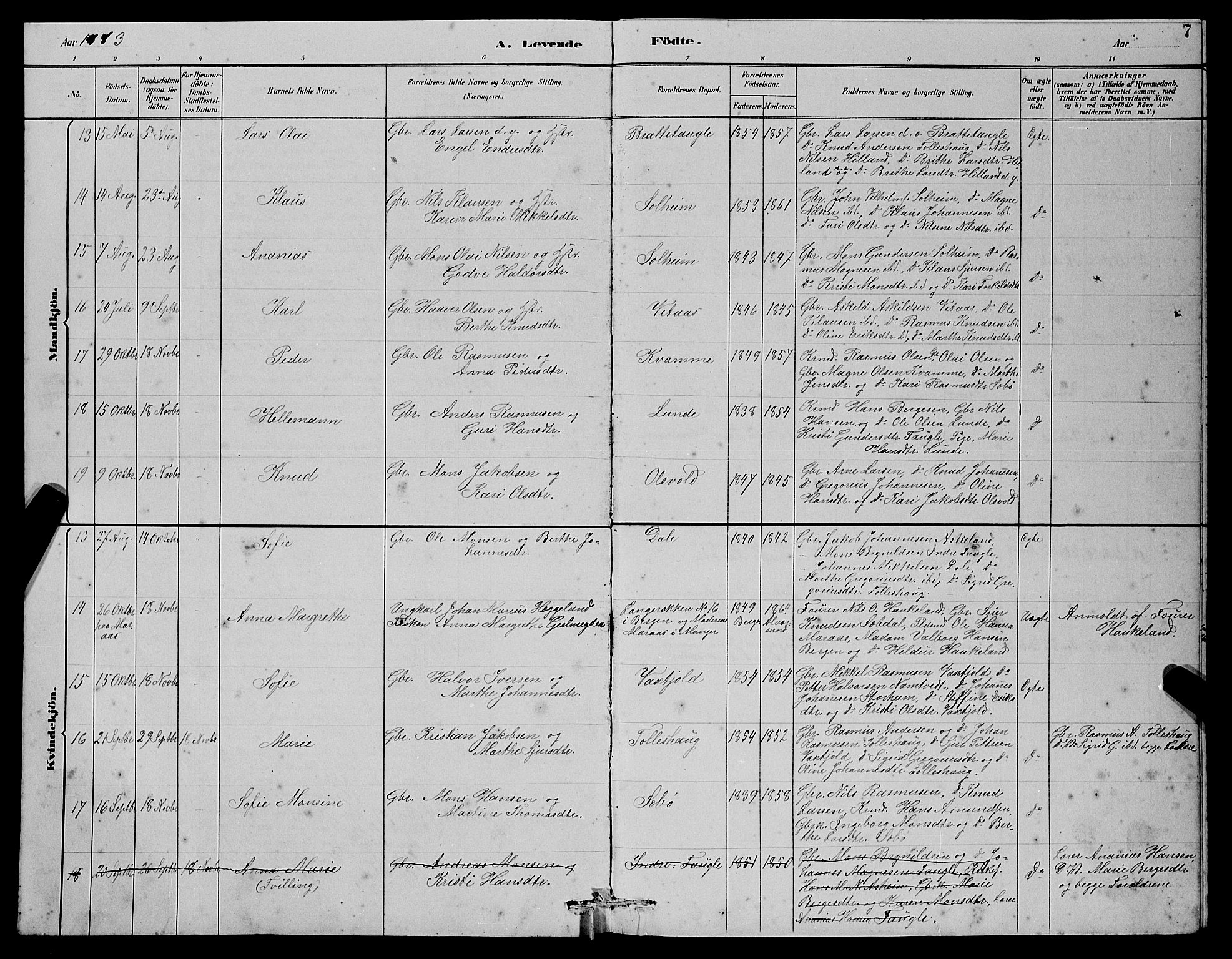 Manger sokneprestembete, AV/SAB-A-76801/H/Haa: Parish register (official) no. D 2, 1894-1908, p. 7