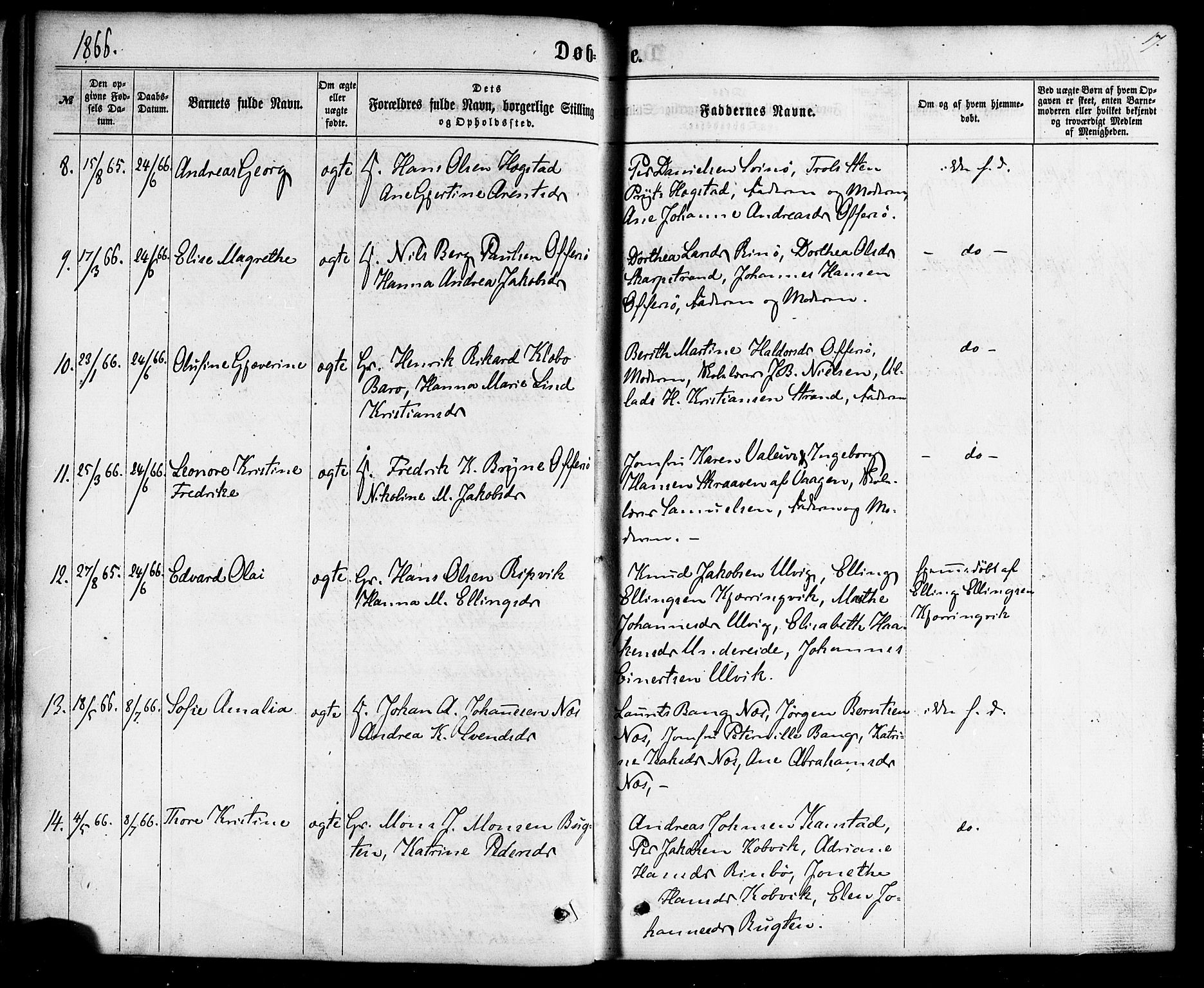 Ministerialprotokoller, klokkerbøker og fødselsregistre - Nordland, AV/SAT-A-1459/872/L1034: Parish register (official) no. 872A09, 1864-1884, p. 17