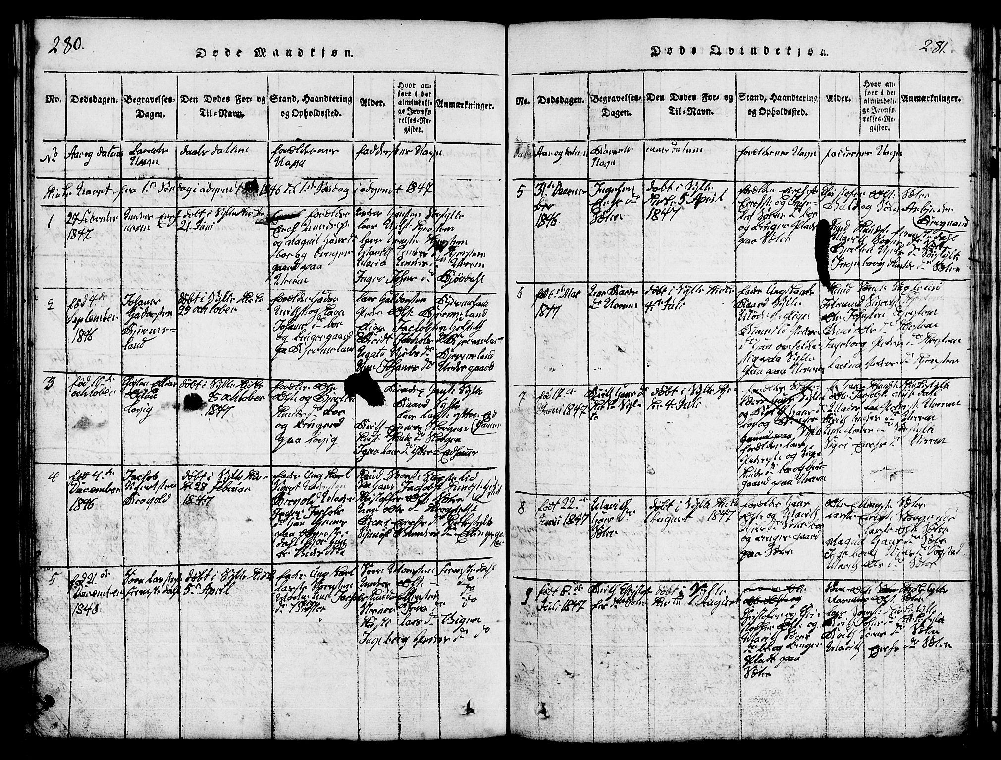 Ministerialprotokoller, klokkerbøker og fødselsregistre - Møre og Romsdal, AV/SAT-A-1454/541/L0546: Parish register (copy) no. 541C01, 1818-1856, p. 280-281