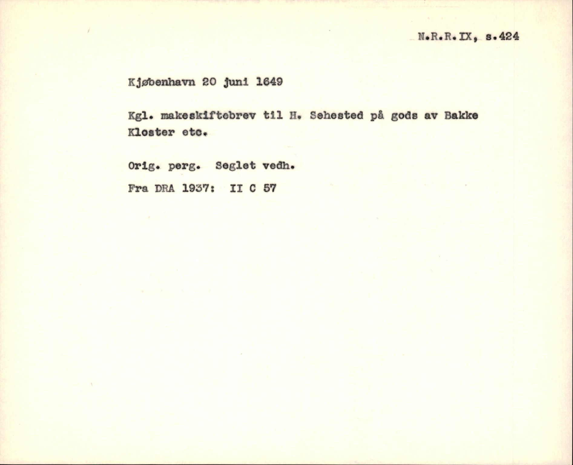 Riksarkivets diplomsamling, AV/RA-EA-5965/F35/F35f/L0002: Regestsedler: Diplomer fra DRA 1937 og 1996, p. 119