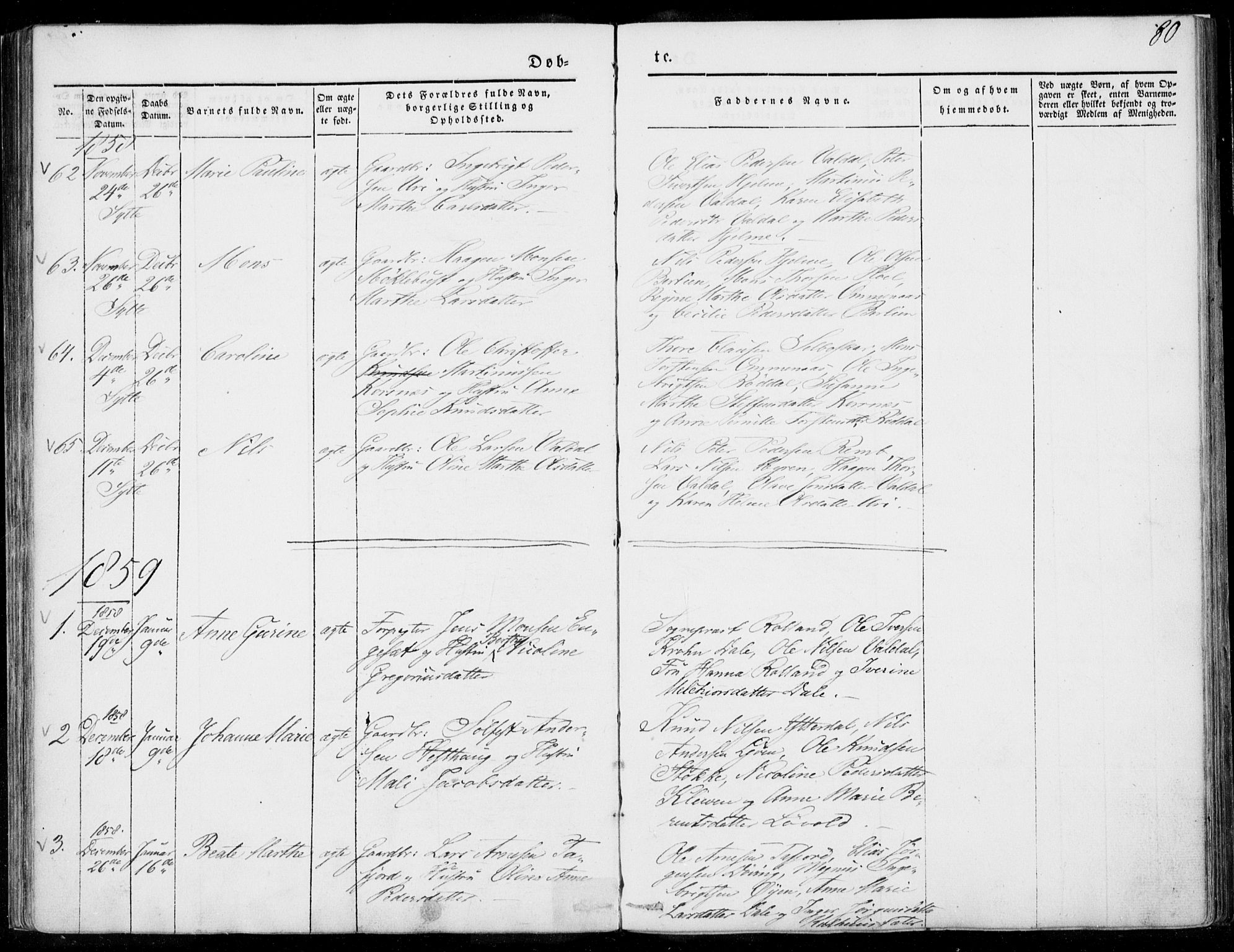 Ministerialprotokoller, klokkerbøker og fødselsregistre - Møre og Romsdal, SAT/A-1454/519/L0249: Parish register (official) no. 519A08, 1846-1868, p. 80