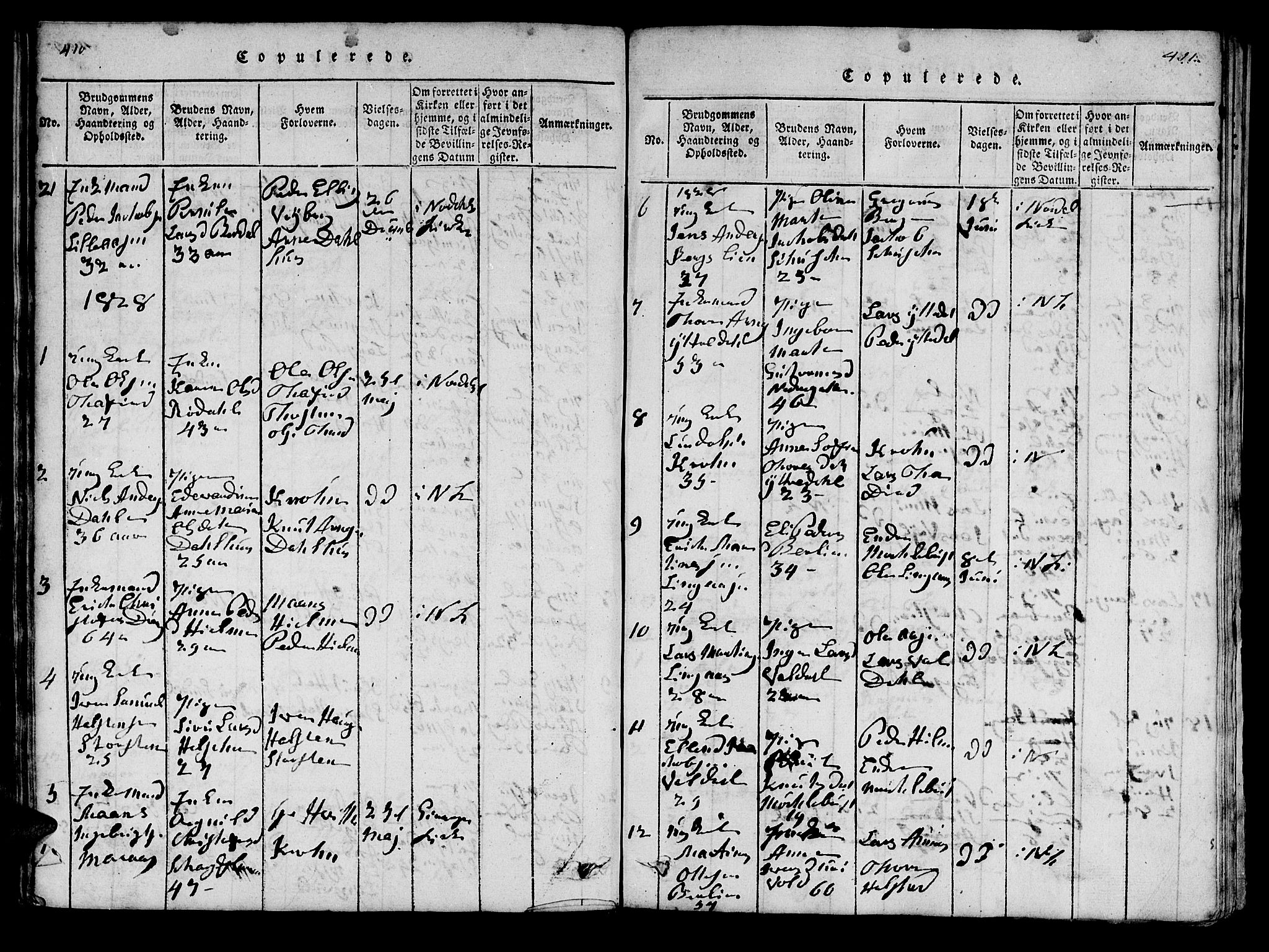 Ministerialprotokoller, klokkerbøker og fødselsregistre - Møre og Romsdal, SAT/A-1454/519/L0246: Parish register (official) no. 519A05, 1817-1834, p. 410-411
