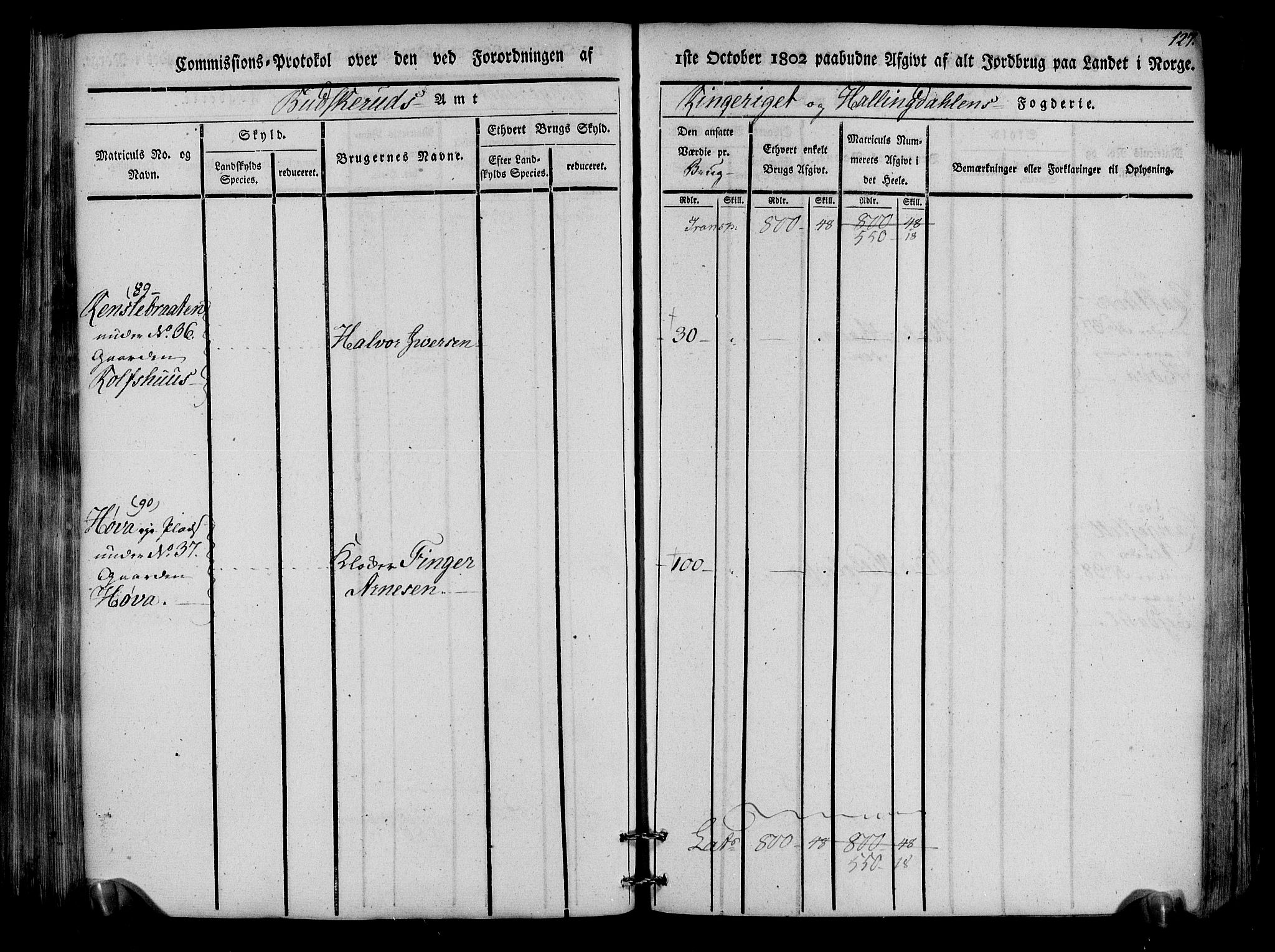 Rentekammeret inntil 1814, Realistisk ordnet avdeling, AV/RA-EA-4070/N/Ne/Nea/L0047: Ringerike og Hallingdal fogderi. Kommisjonsprotokoll for Nes prestegjeld, 1803, p. 130