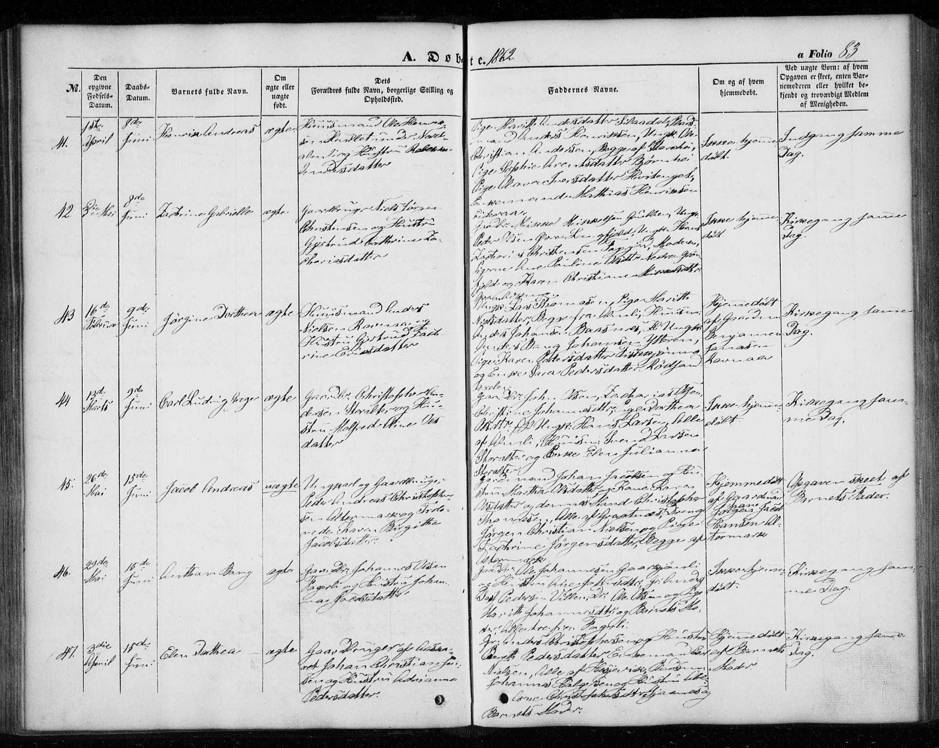 Ministerialprotokoller, klokkerbøker og fødselsregistre - Nordland, AV/SAT-A-1459/827/L0392: Parish register (official) no. 827A04, 1853-1866, p. 83