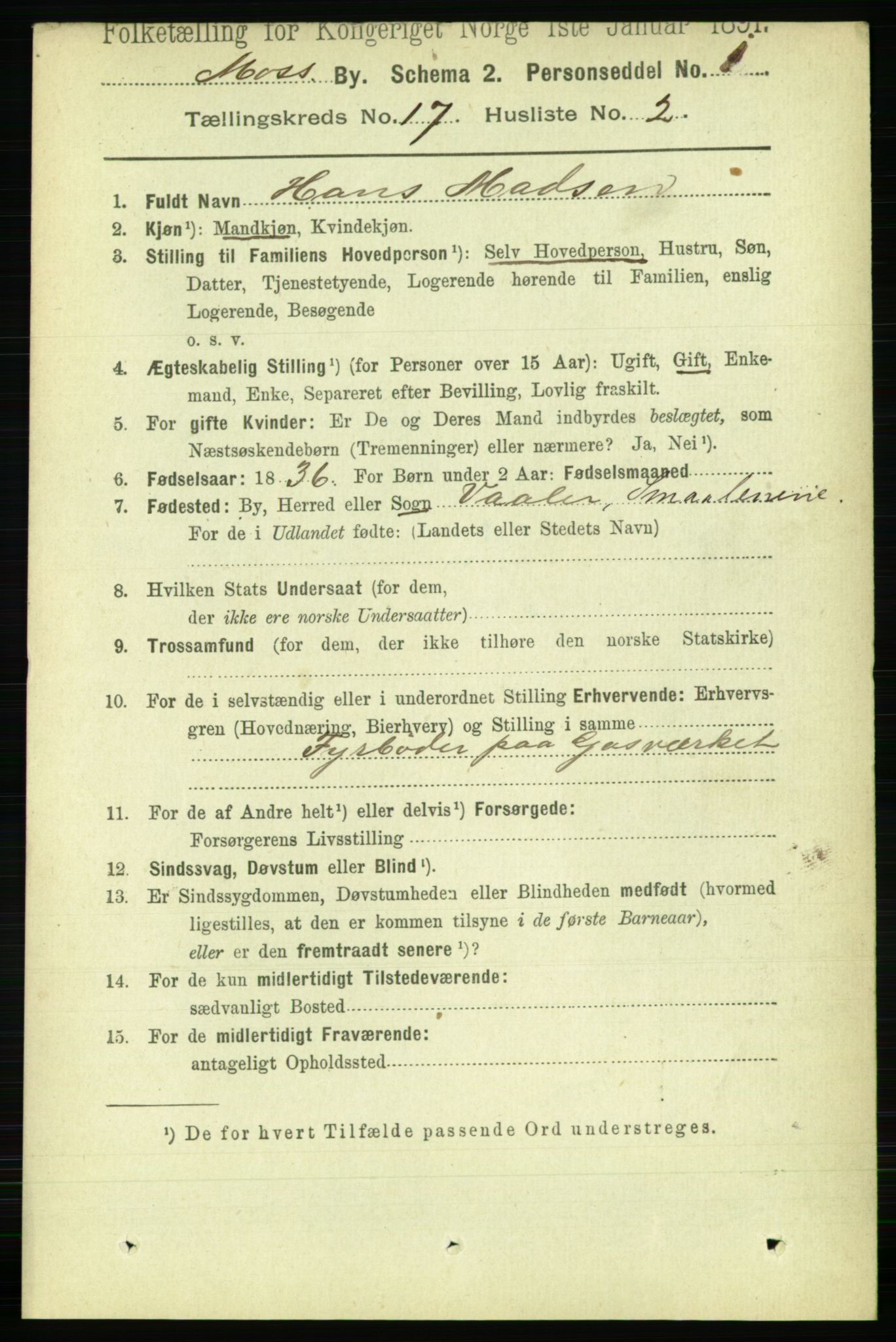 RA, 1891 census for 0104 Moss, 1891, p. 7905