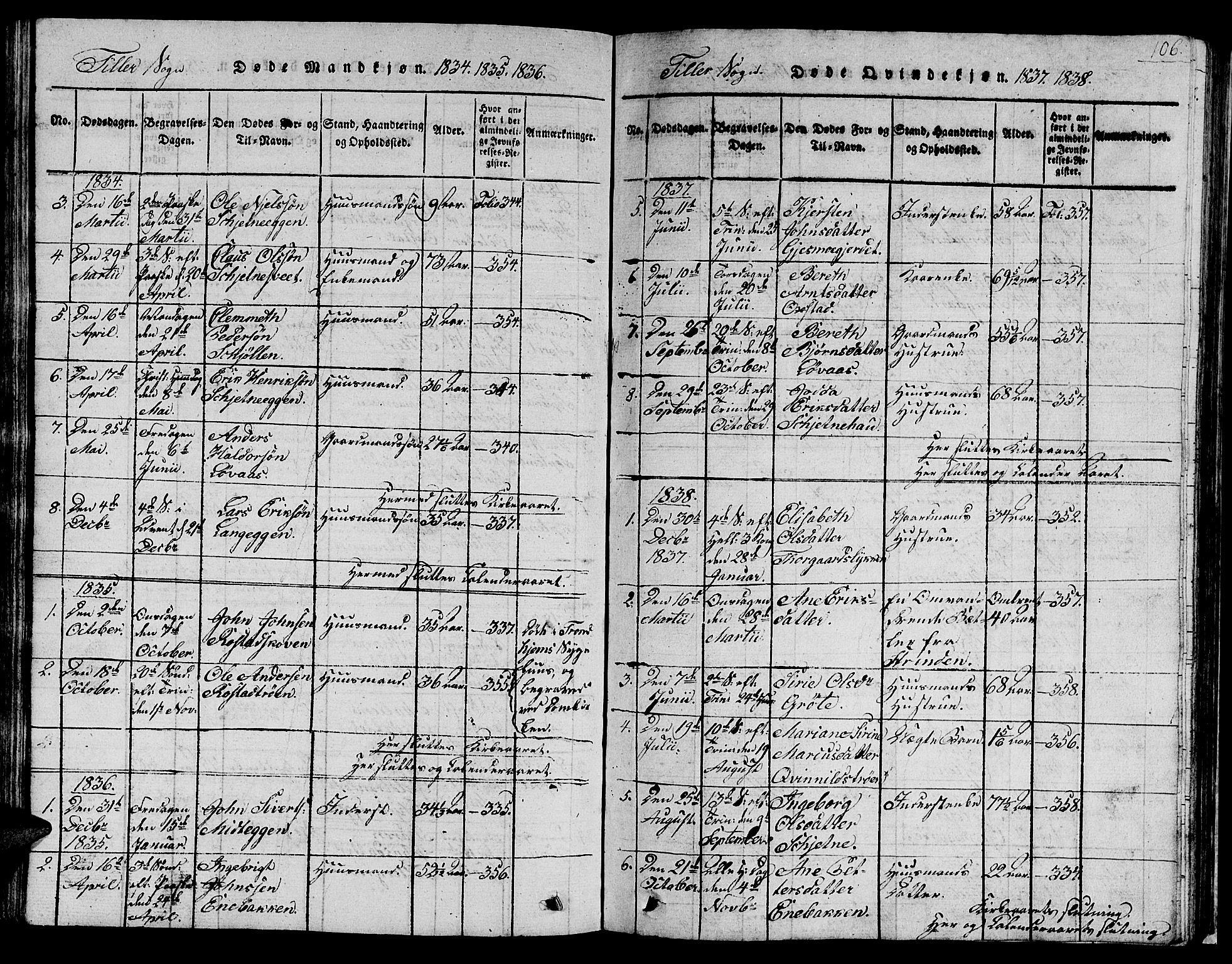 Ministerialprotokoller, klokkerbøker og fødselsregistre - Sør-Trøndelag, AV/SAT-A-1456/621/L0458: Parish register (copy) no. 621C01, 1816-1865, p. 106