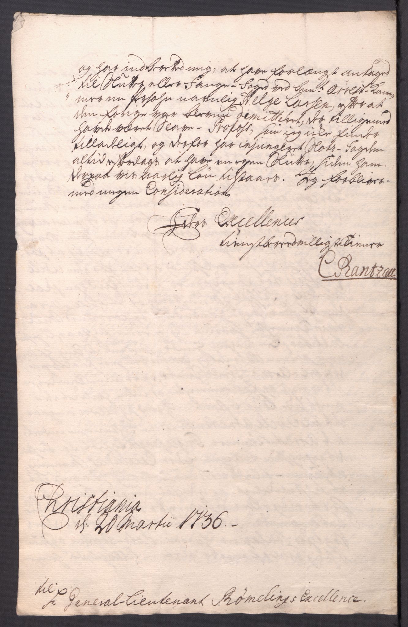 Kommanderende general (KG I) med Det norske krigsdirektorium, AV/RA-EA-5419/D/L0061: Stattholderens, stiftamtmenns og amtmenns brev, 1731-1740, p. 155