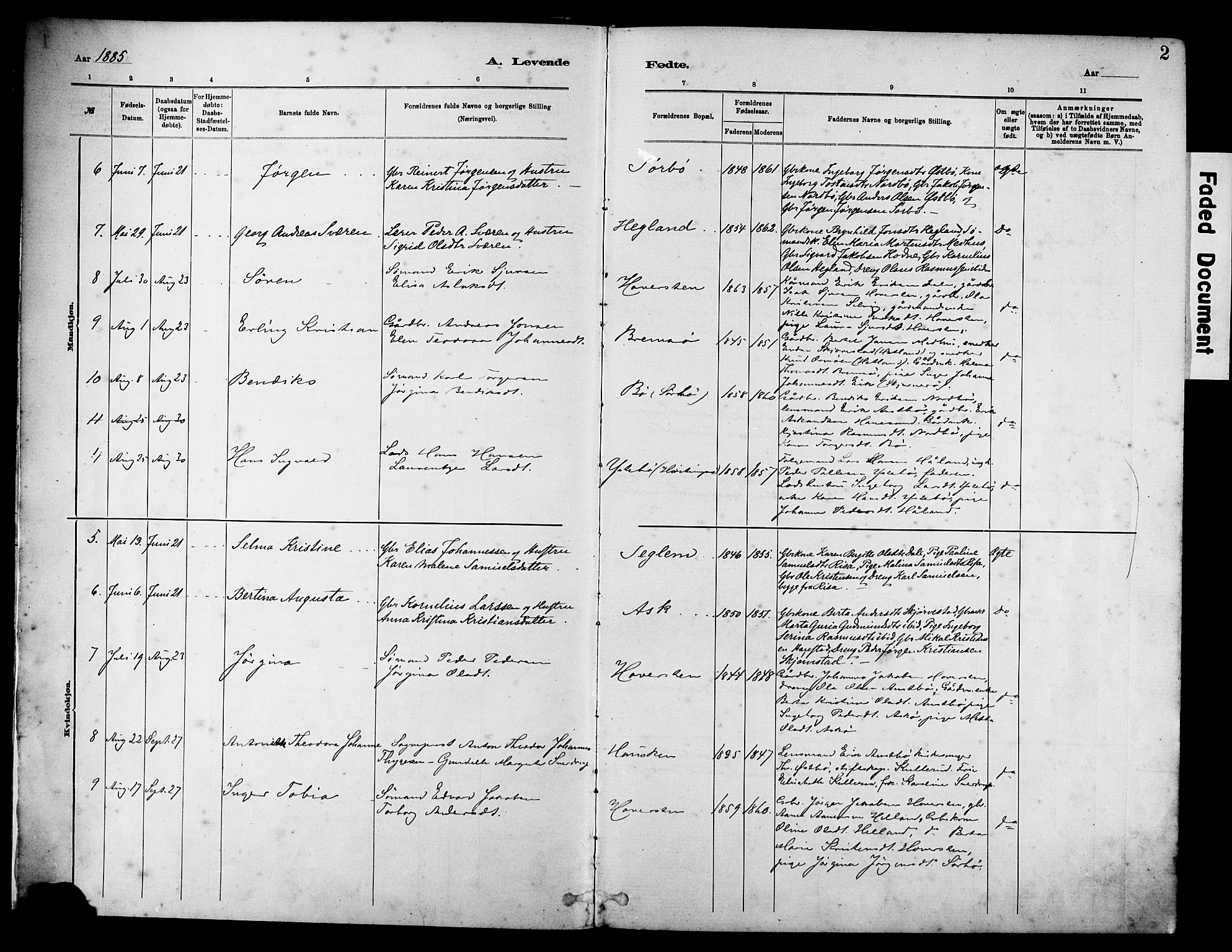 Rennesøy sokneprestkontor, AV/SAST-A -101827/H/Ha/Haa/L0012: Parish register (official) no. A 13, 1885-1917, p. 2