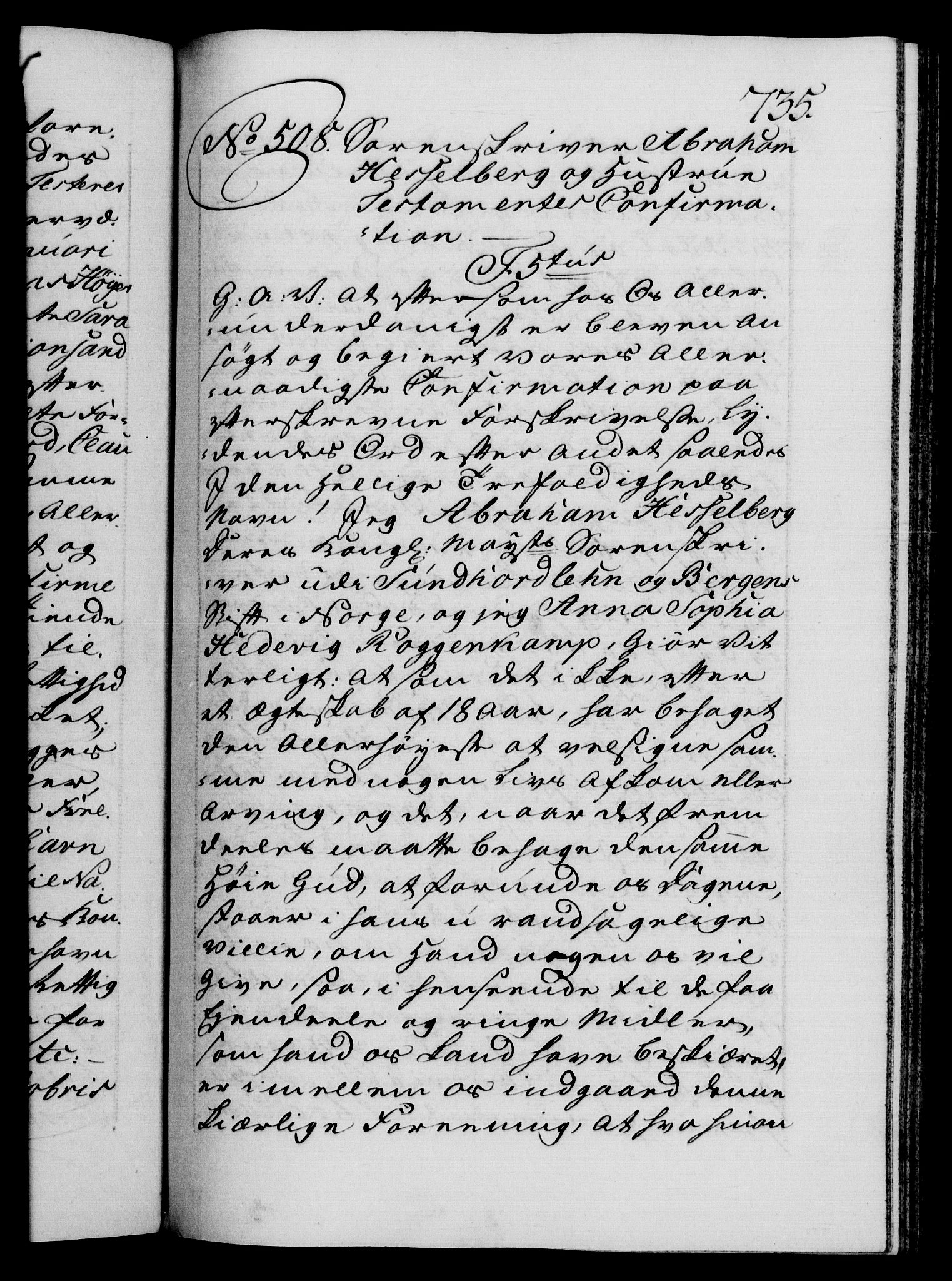 Danske Kanselli 1572-1799, AV/RA-EA-3023/F/Fc/Fca/Fcaa/L0042: Norske registre, 1763-1766, p. 735a