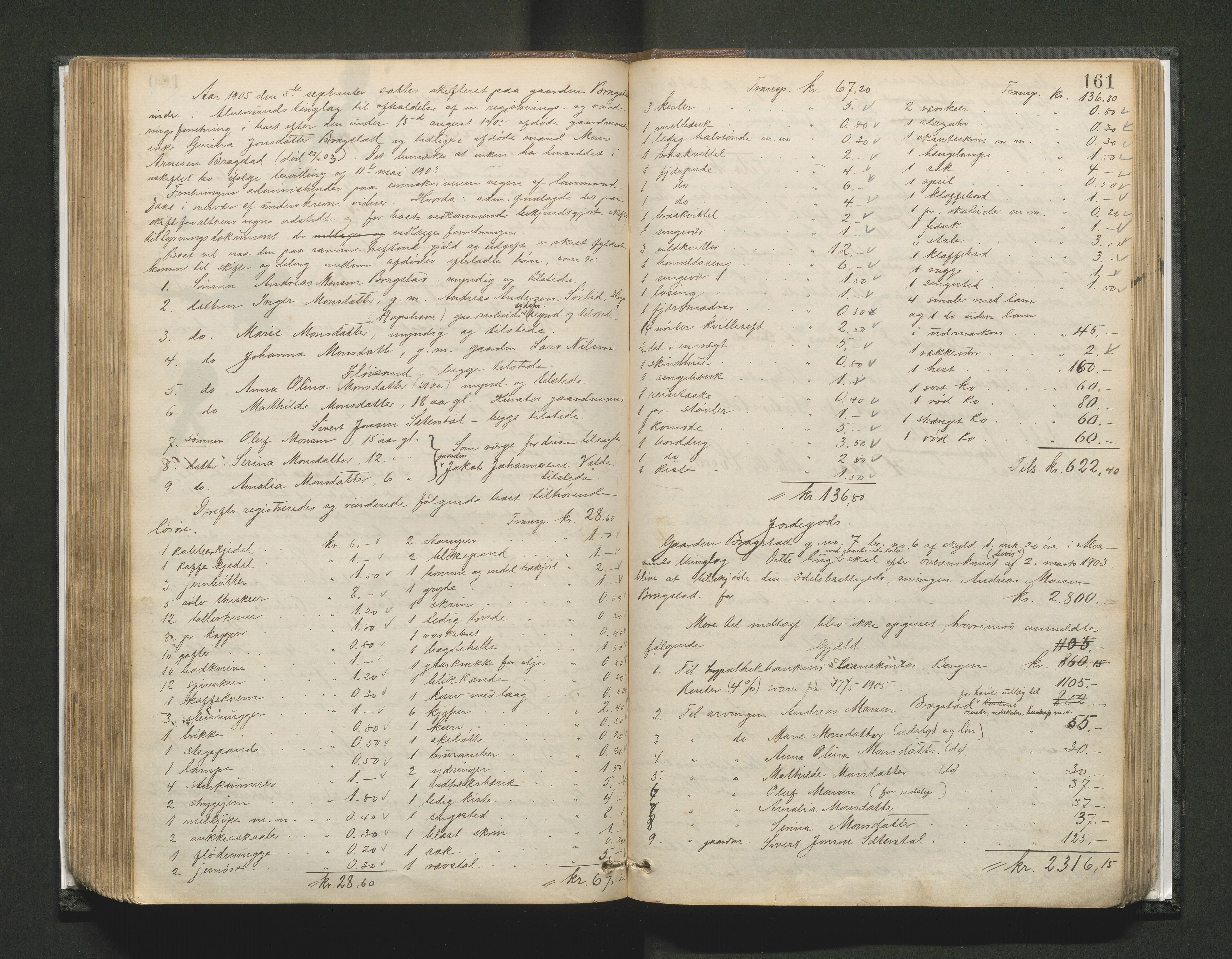 Lensmannen i Alversund, AV/SAB-A-30701/0006/L0001: Registreringsprotokoll, 1887-1913, p. 160b-161a