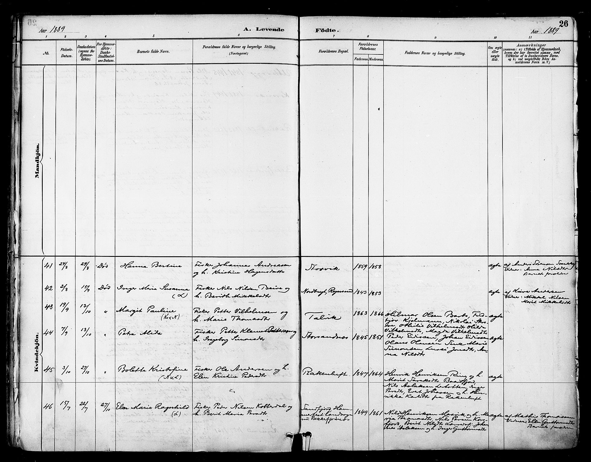 Talvik sokneprestkontor, AV/SATØ-S-1337/H/Ha/L0013kirke: Parish register (official) no. 13, 1886-1897, p. 26