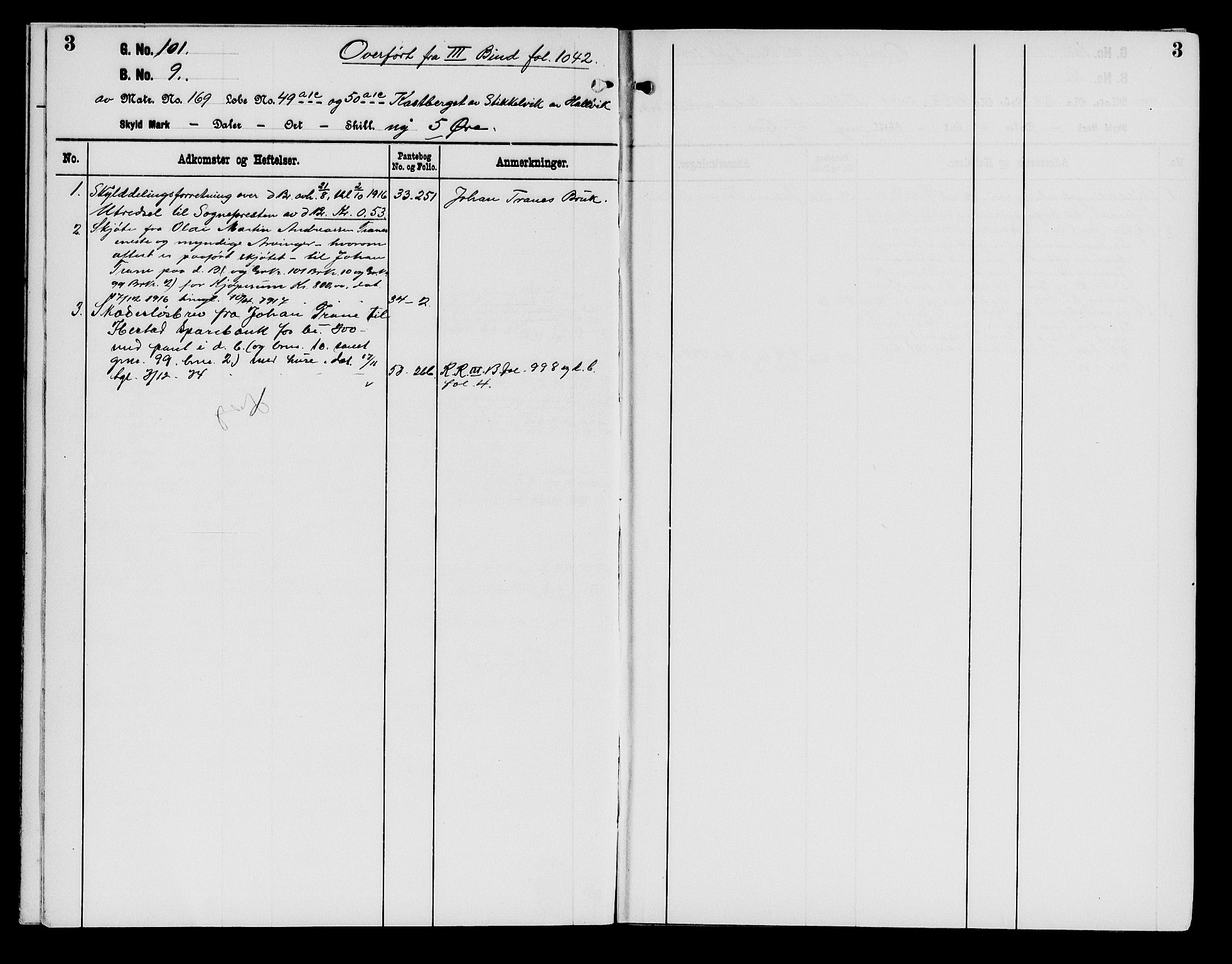 Senja sorenskriveri 1855-, SATØ/S-0048/1/H/Hb/L0024: Mortgage register no. 24, p. 3