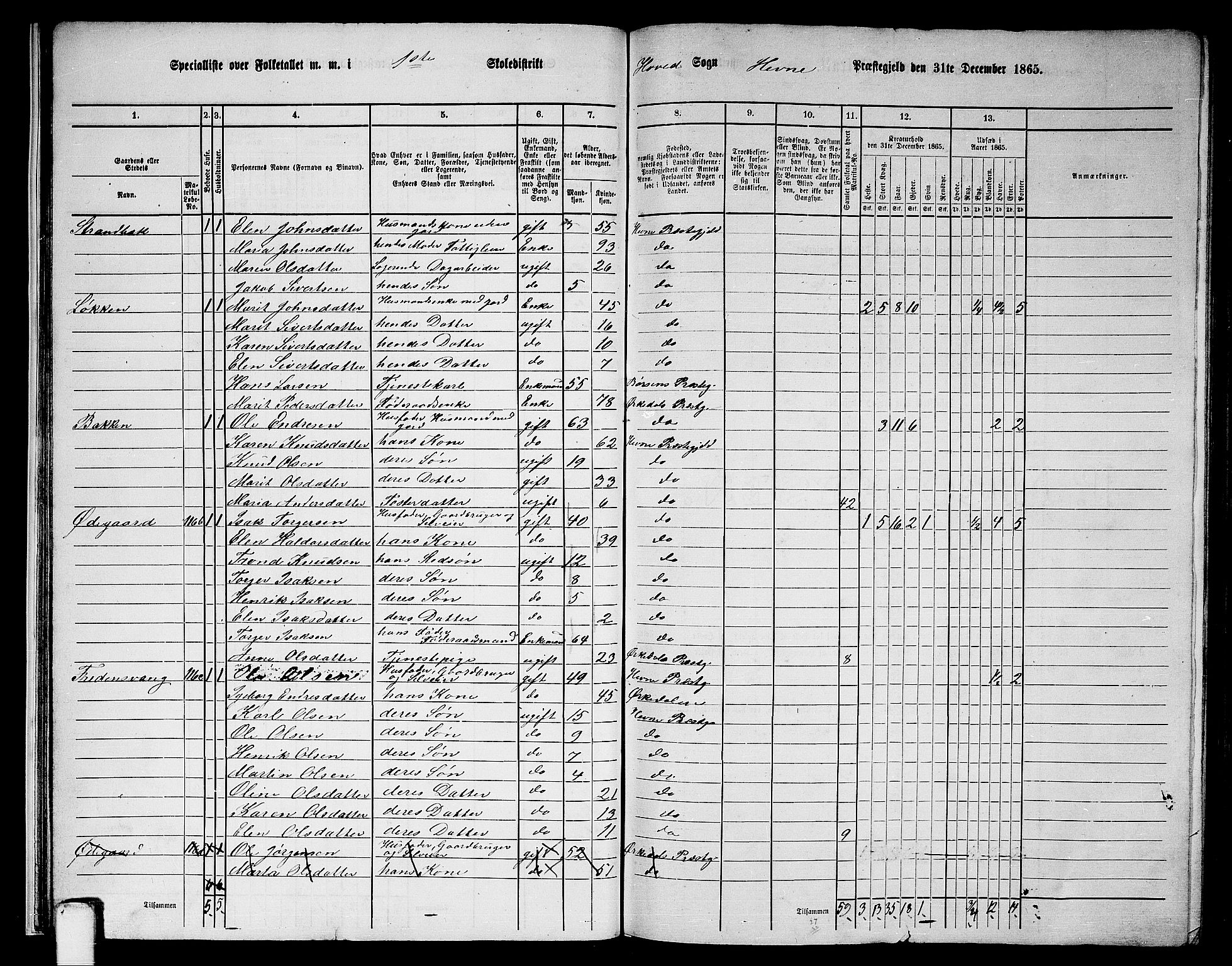 RA, 1865 census for Hemne, 1865, p. 24