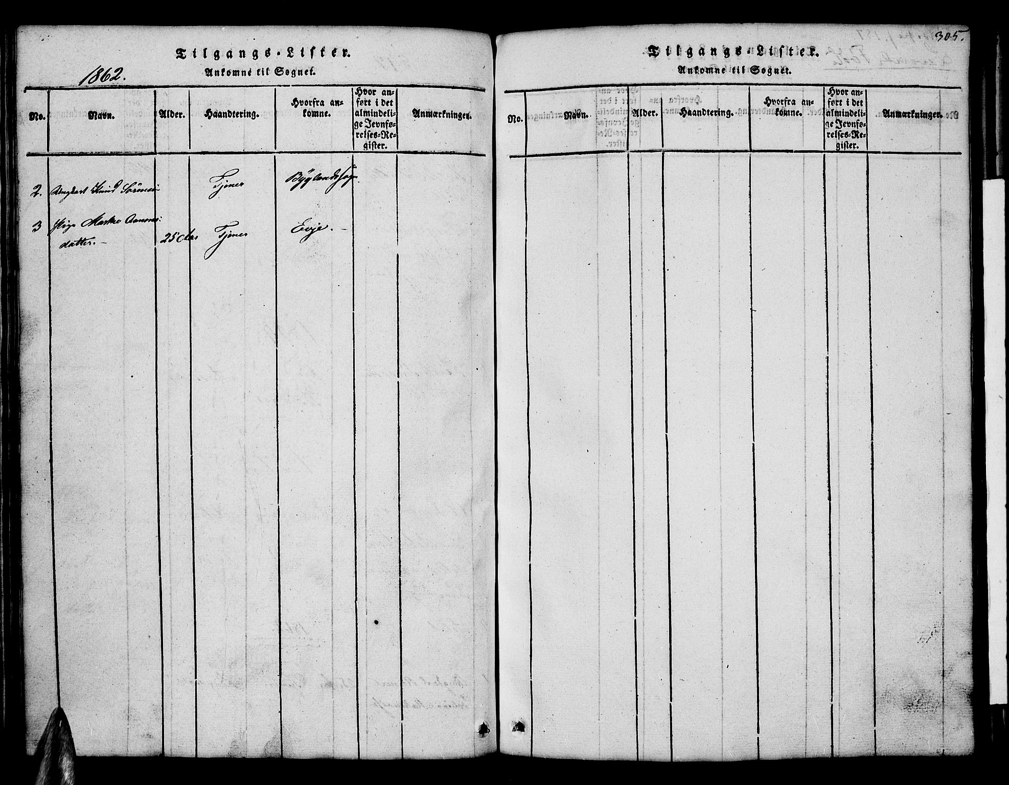 Åmli sokneprestkontor, AV/SAK-1111-0050/F/Fb/Fbb/L0001: Parish register (copy) no. B 1, 1816-1889, p. 305