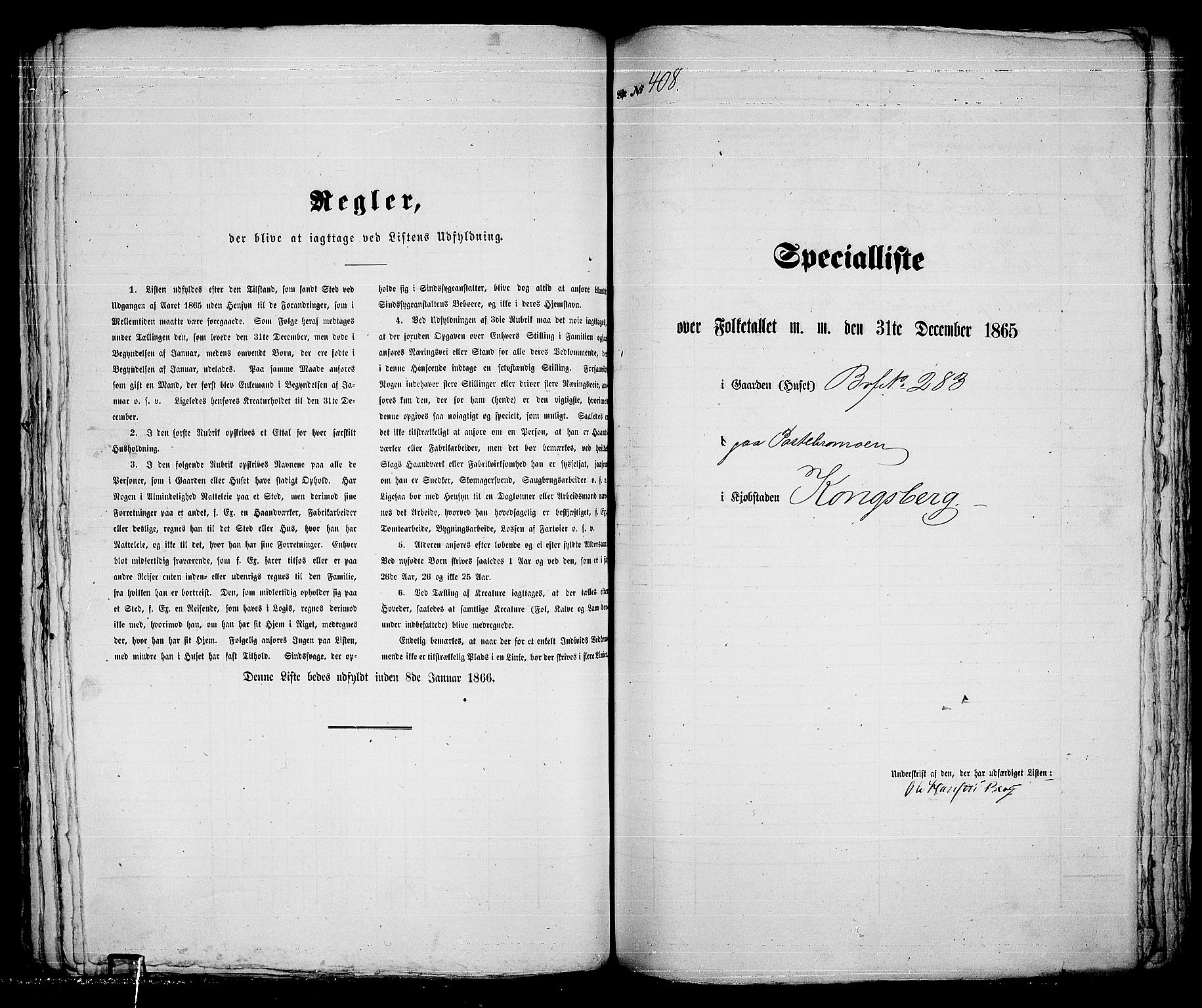 RA, 1865 census for Kongsberg/Kongsberg, 1865, p. 831