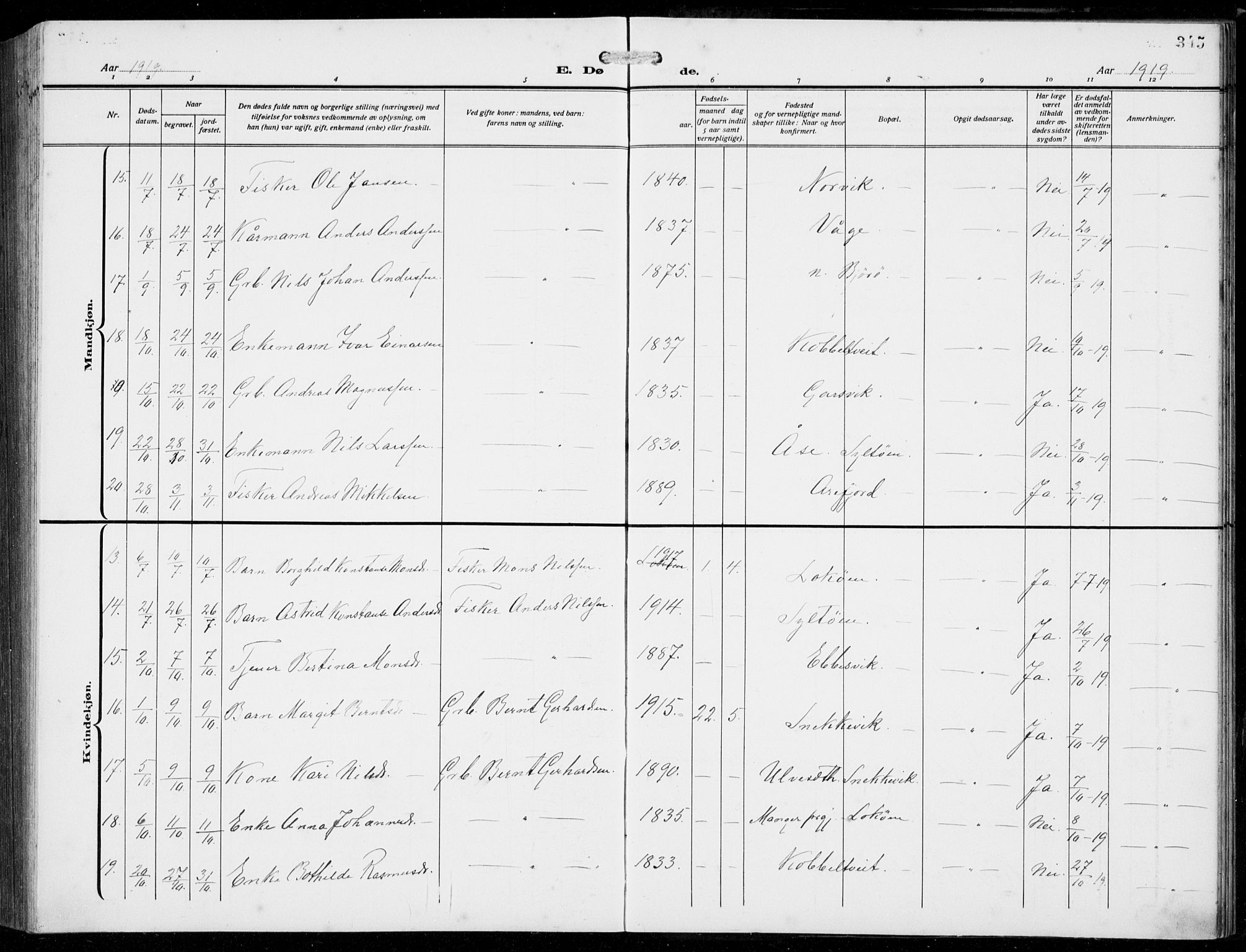 Fjell sokneprestembete, AV/SAB-A-75301/H/Hab: Parish register (copy) no. A  6, 1918-1936, p. 345