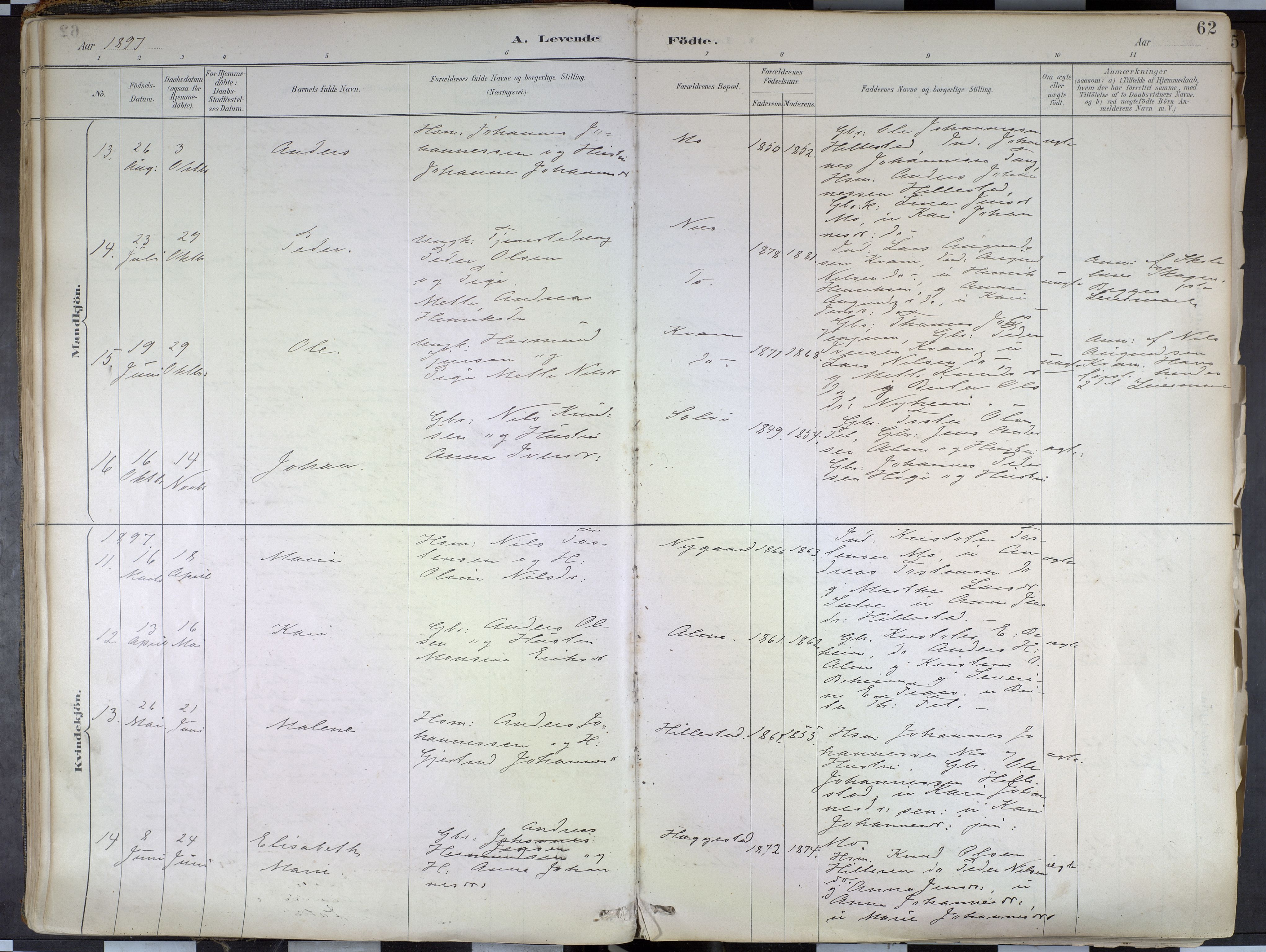 Hafslo sokneprestembete, AV/SAB-A-80301/H/Haa/Haab/L0001: Parish register (official) no. B 1, 1886-1945, p. 62