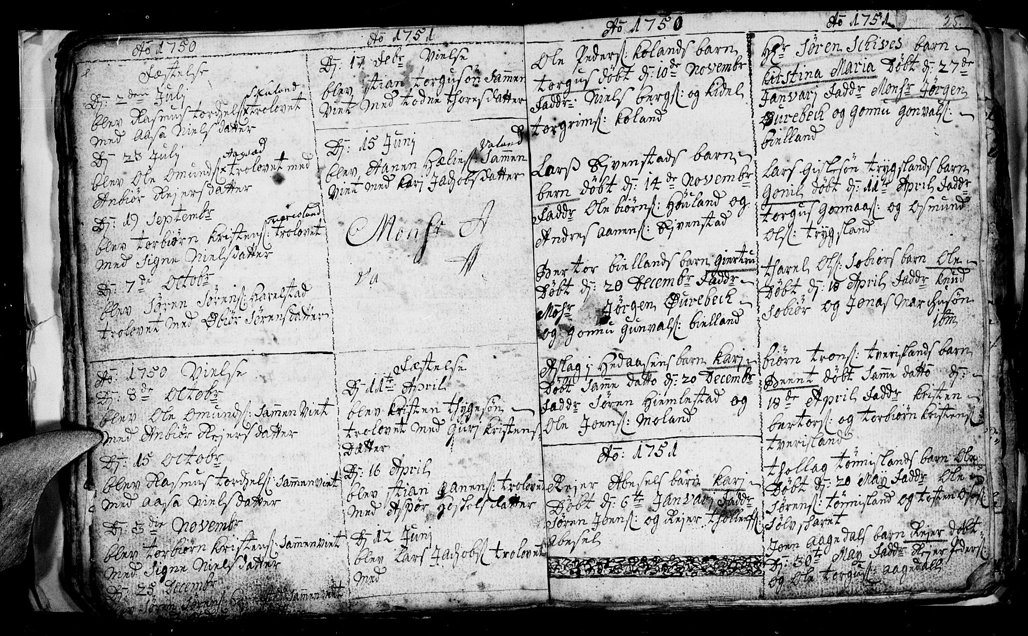 Bjelland sokneprestkontor, AV/SAK-1111-0005/F/Fb/Fba/L0001: Parish register (copy) no. B 1, 1727-1752, p. 25