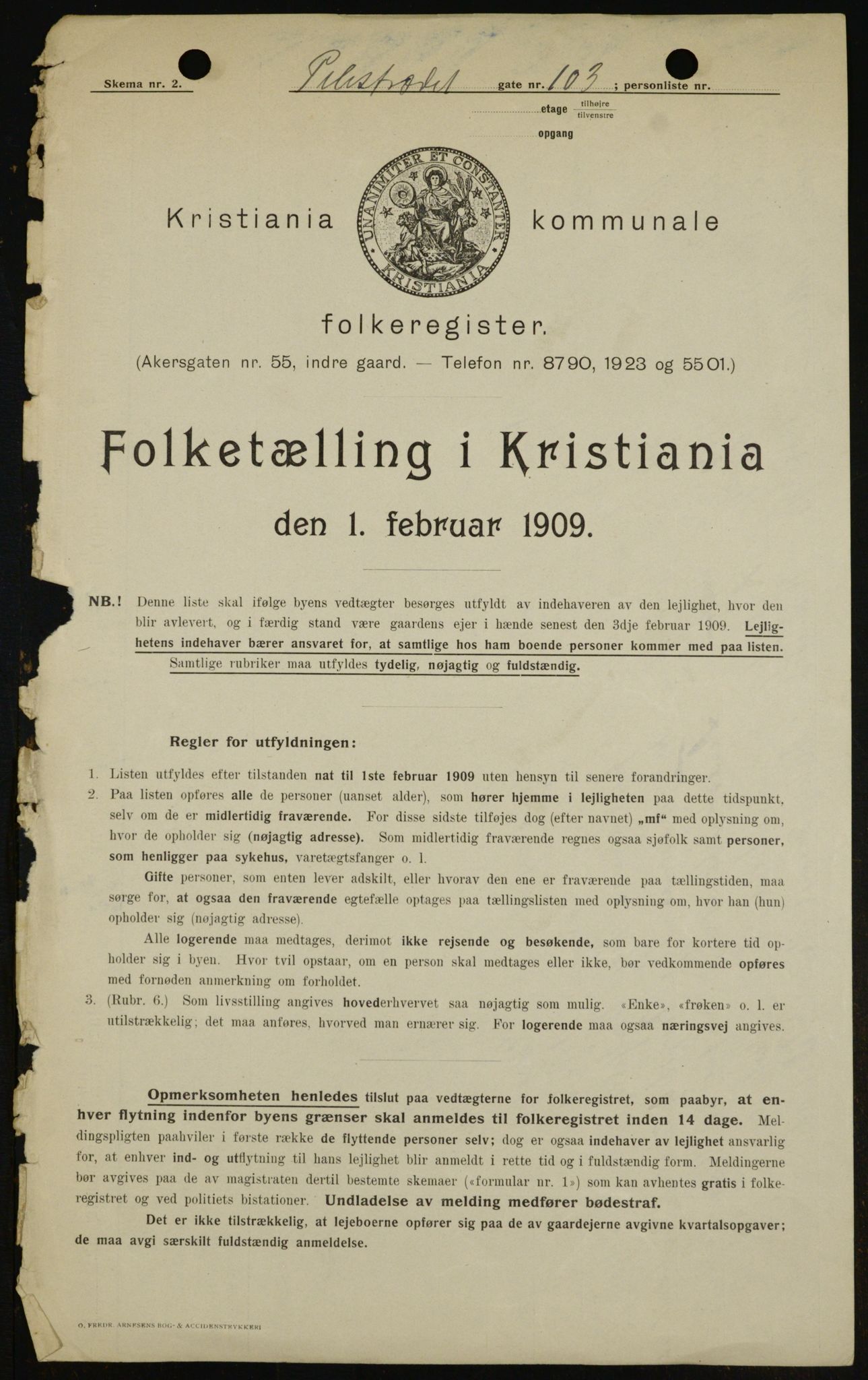 OBA, Municipal Census 1909 for Kristiania, 1909, p. 72635