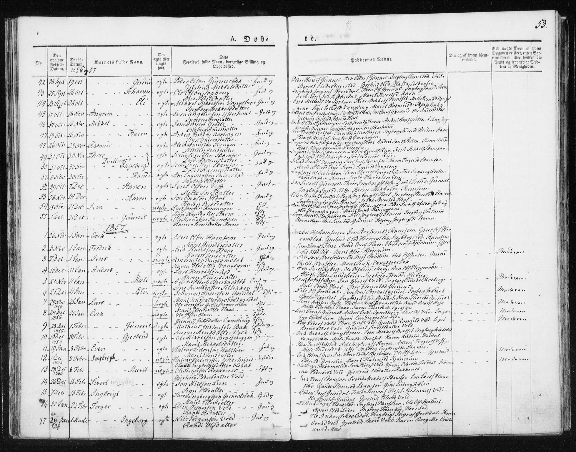 Ministerialprotokoller, klokkerbøker og fødselsregistre - Sør-Trøndelag, AV/SAT-A-1456/674/L0869: Parish register (official) no. 674A01, 1829-1860, p. 53