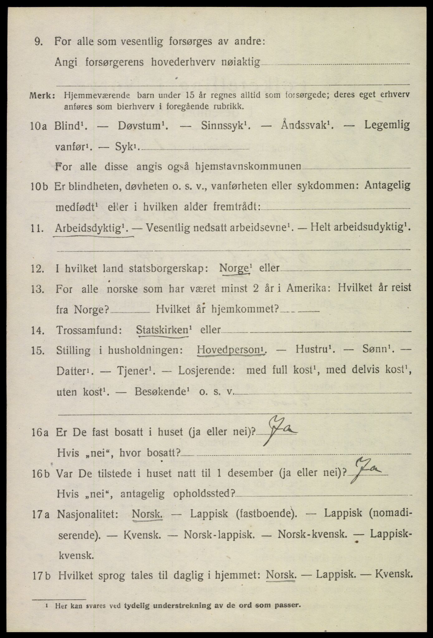 SAT, 1920 census for Langenes, 1920, p. 1517