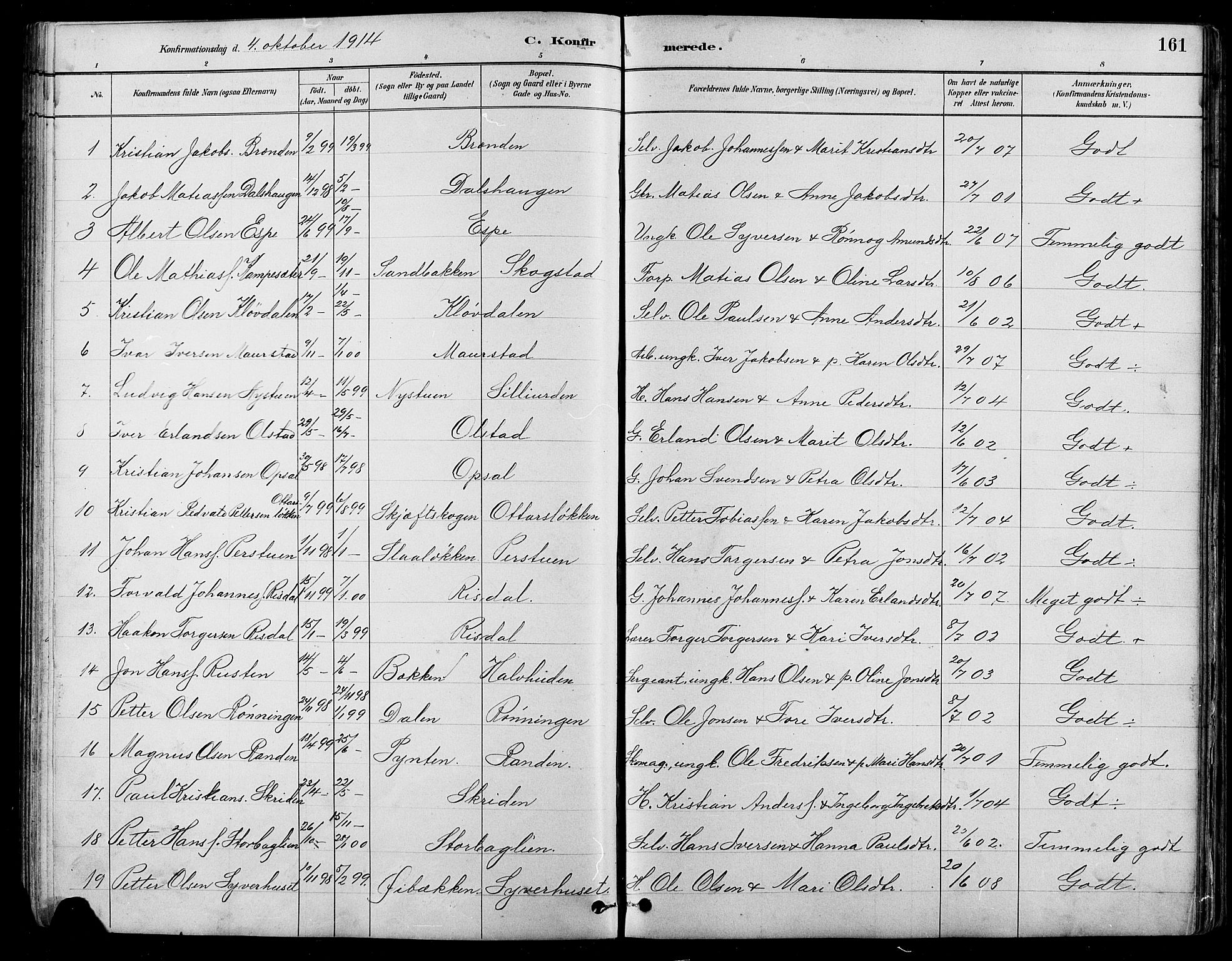 Nord-Fron prestekontor, SAH/PREST-080/H/Ha/Hab/L0005: Parish register (copy) no. 5, 1884-1914, p. 161