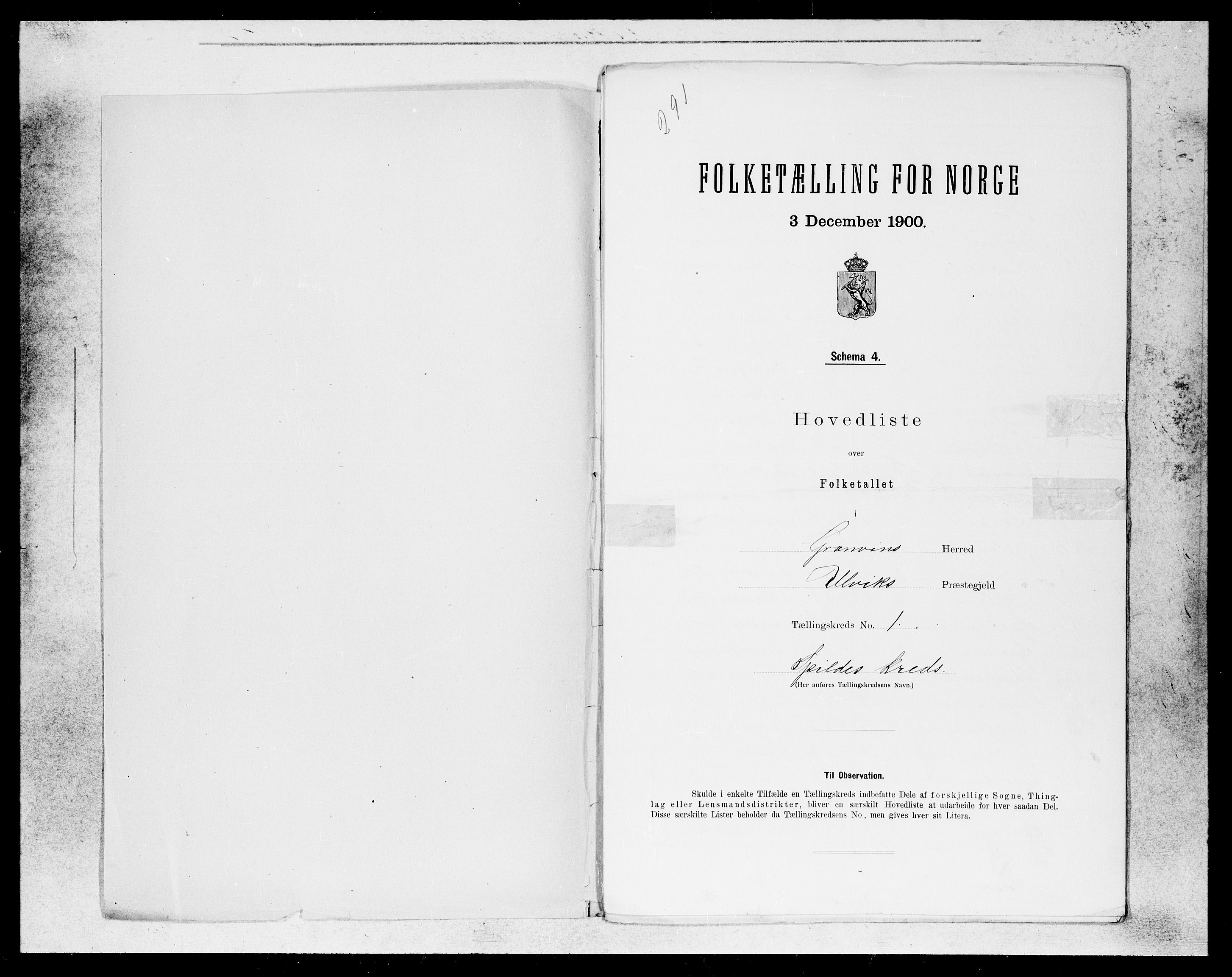 SAB, 1900 census for Granvin, 1900, p. 2