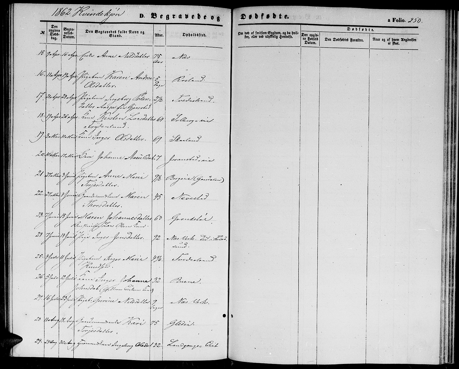 Holt sokneprestkontor, AV/SAK-1111-0021/F/Fb/L0008: Parish register (copy) no. B 8, 1858-1871, p. 250