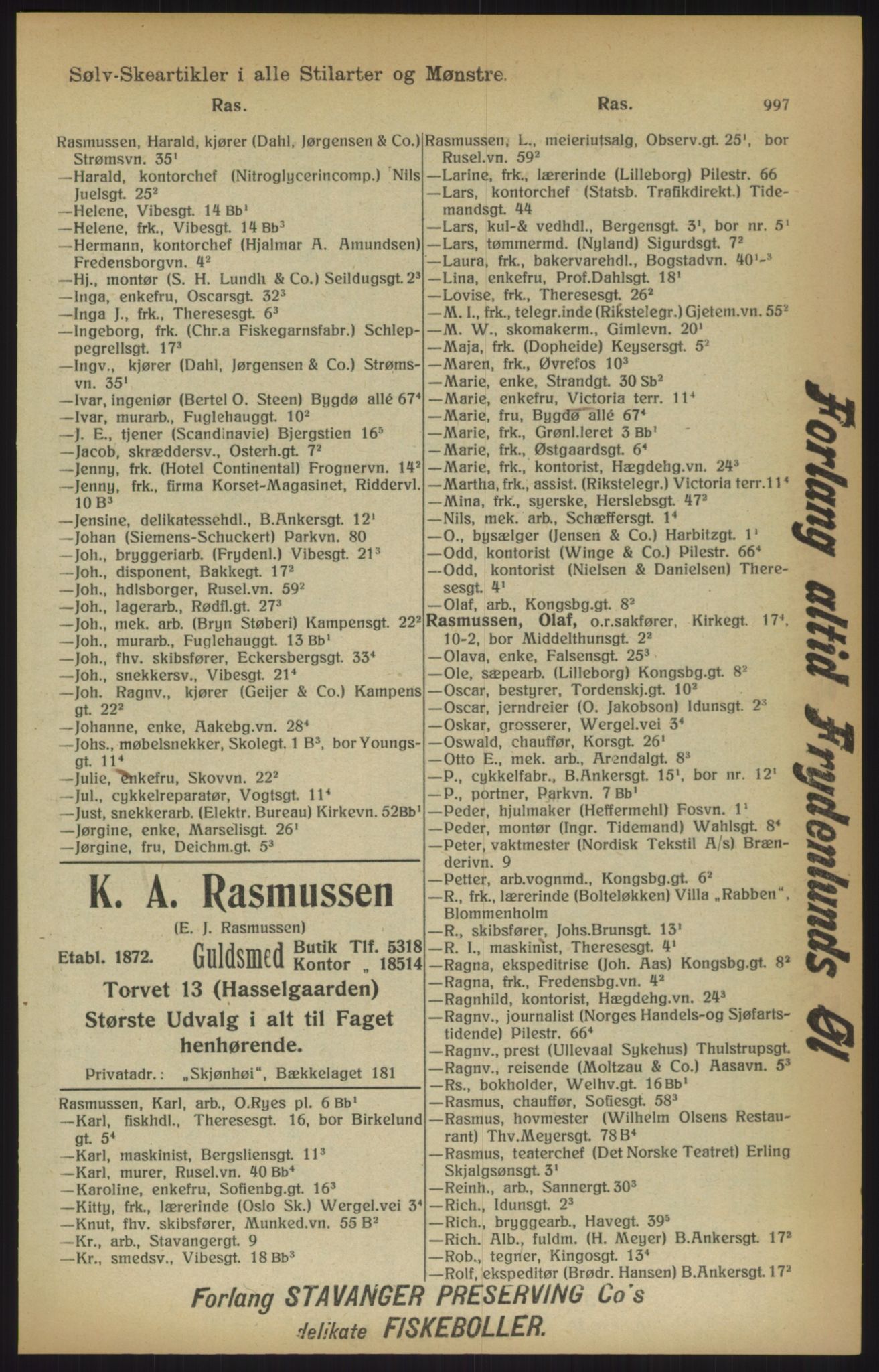 Kristiania/Oslo adressebok, PUBL/-, 1915, p. 997