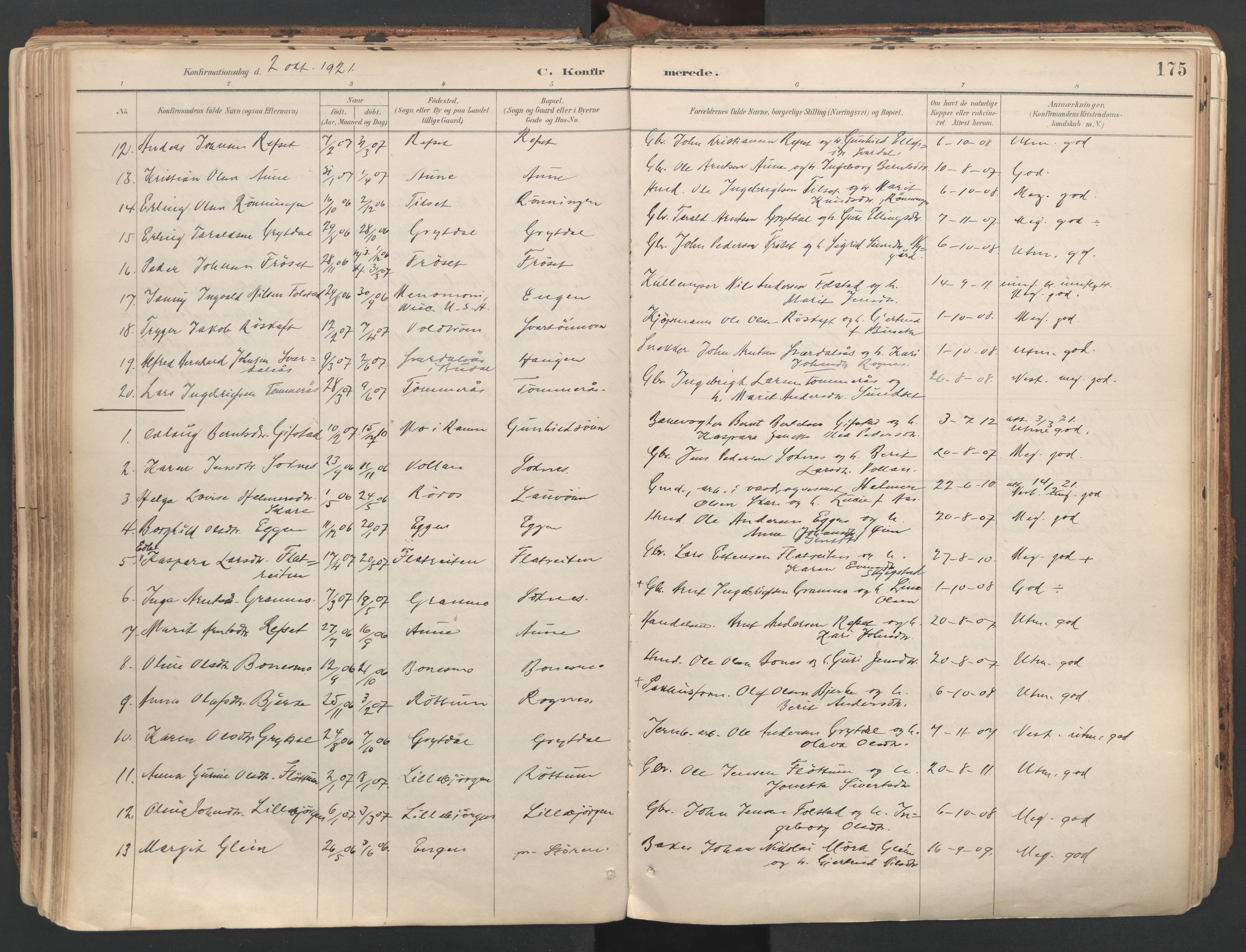 Ministerialprotokoller, klokkerbøker og fødselsregistre - Sør-Trøndelag, SAT/A-1456/687/L1004: Parish register (official) no. 687A10, 1891-1923, p. 175