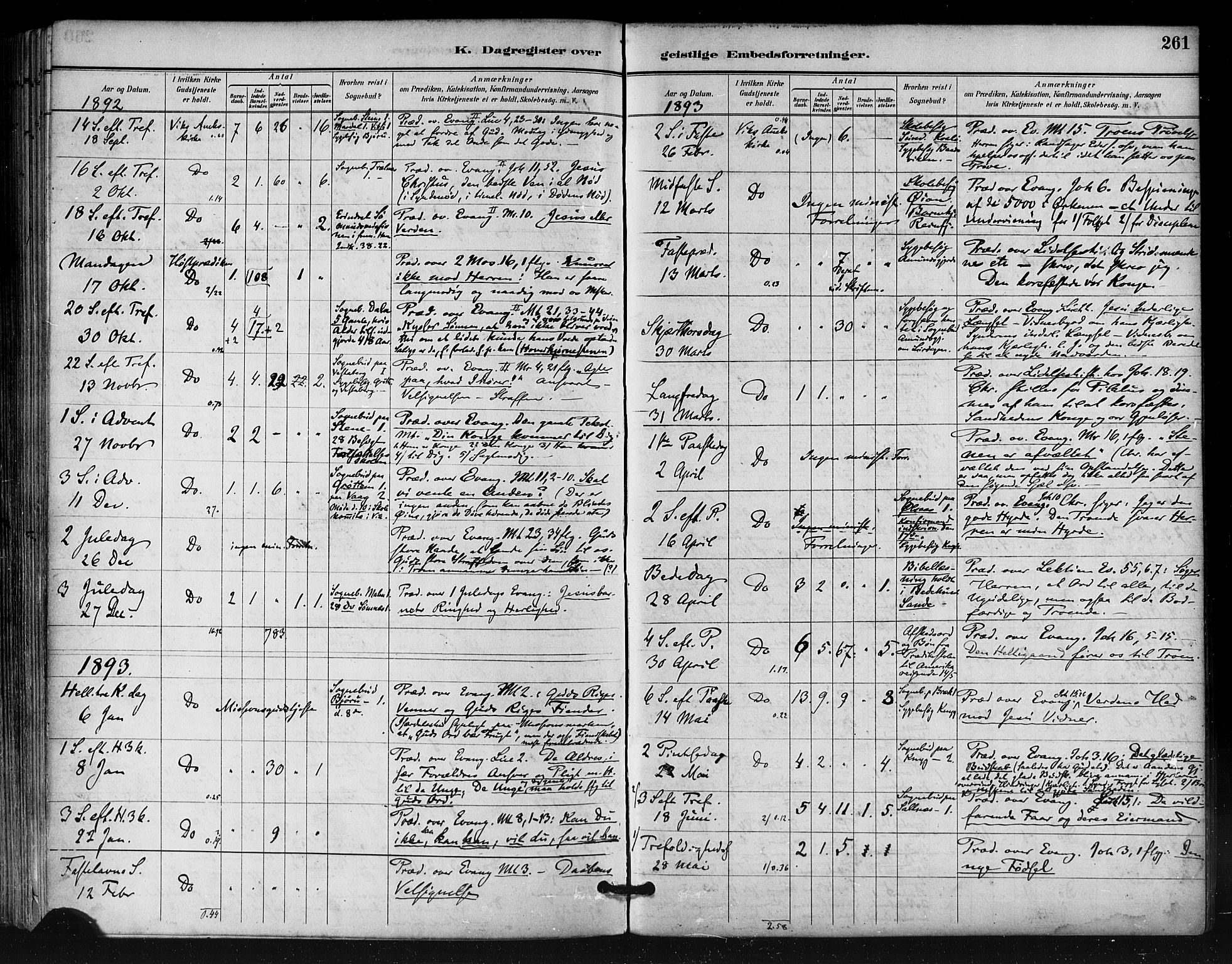 Ministerialprotokoller, klokkerbøker og fødselsregistre - Nordland, AV/SAT-A-1459/812/L0178: Parish register (official) no. 812A07, 1886-1900, p. 261