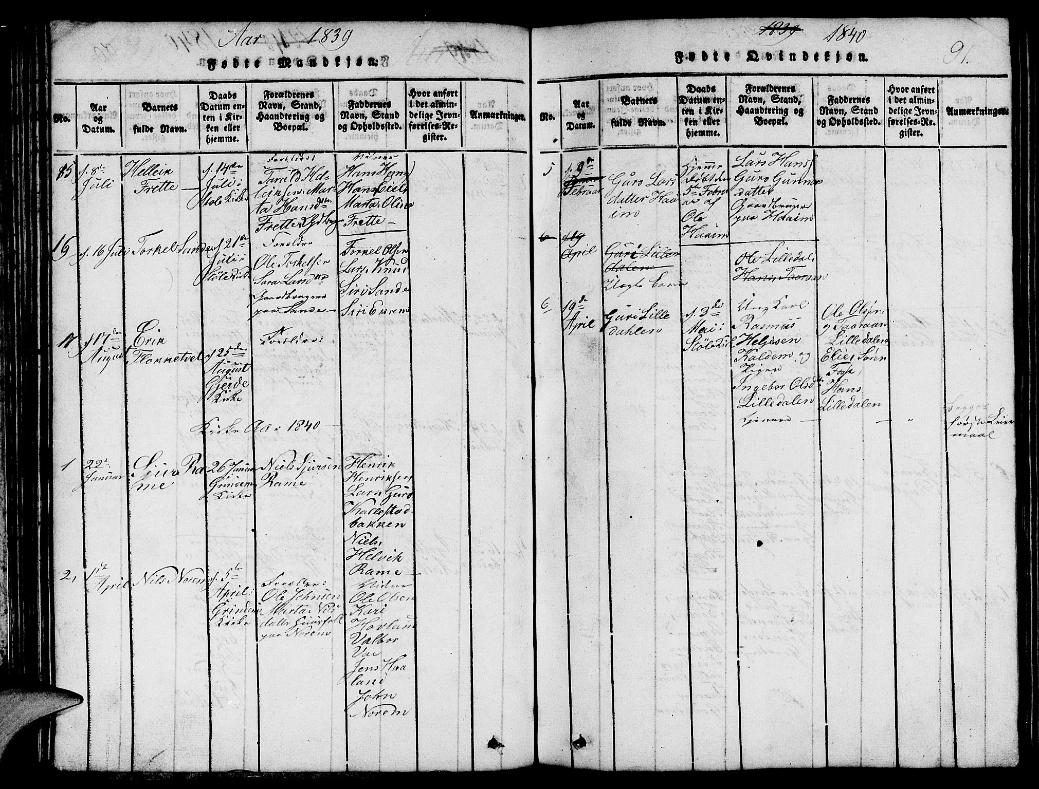 Etne sokneprestembete, AV/SAB-A-75001/H/Hab: Parish register (copy) no. C 1, 1816-1841, p. 91