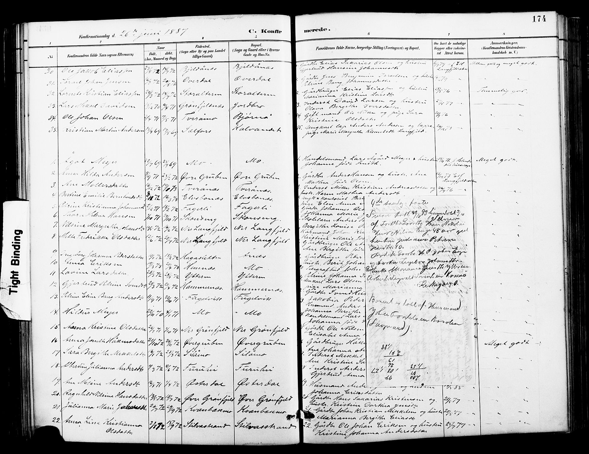 Ministerialprotokoller, klokkerbøker og fødselsregistre - Nordland, AV/SAT-A-1459/827/L0421: Parish register (copy) no. 827C10, 1887-1906, p. 174