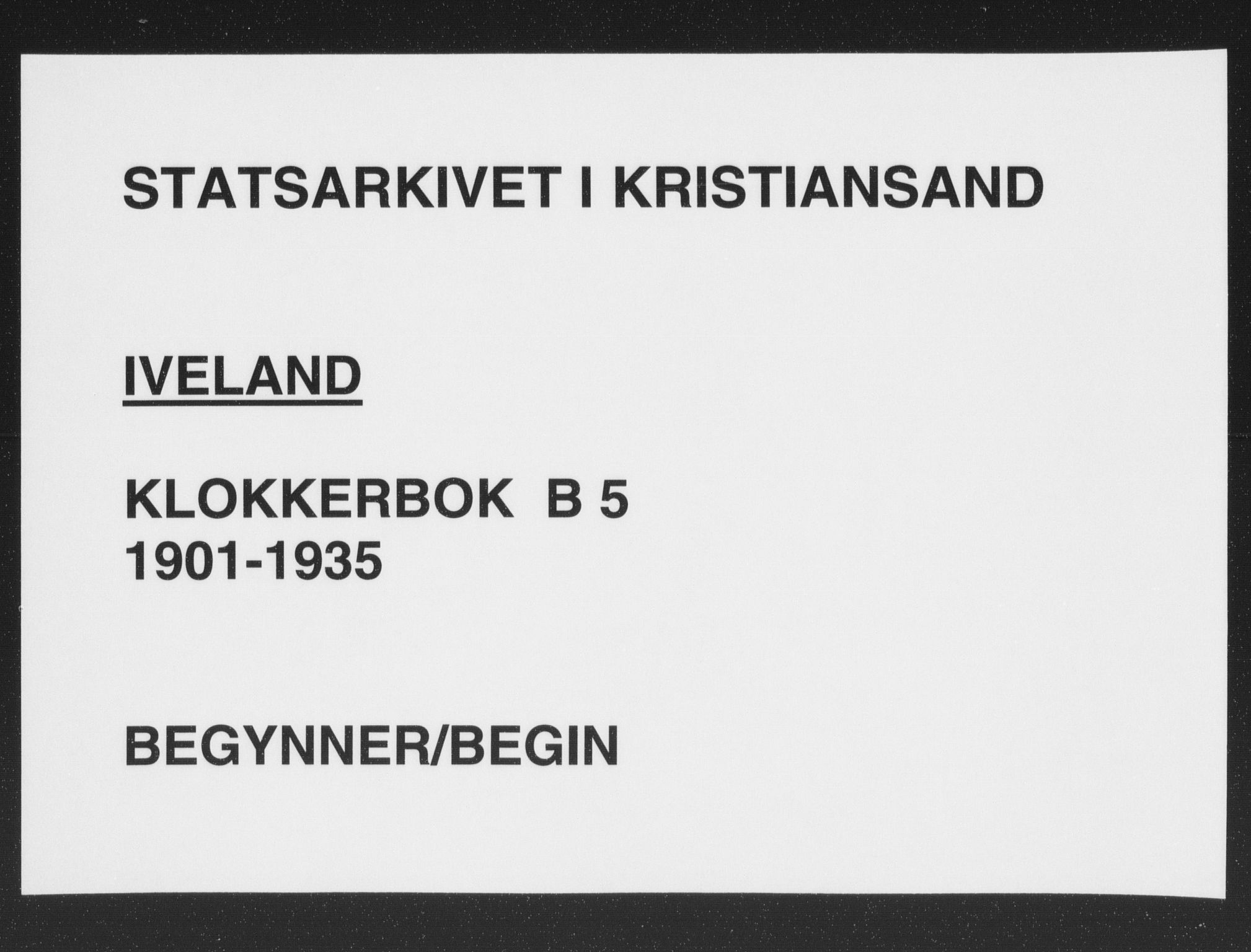 Evje sokneprestkontor, SAK/1111-0008/F/Fb/Fbc/L0005: Parish register (copy) no. B 5, 1901-1935