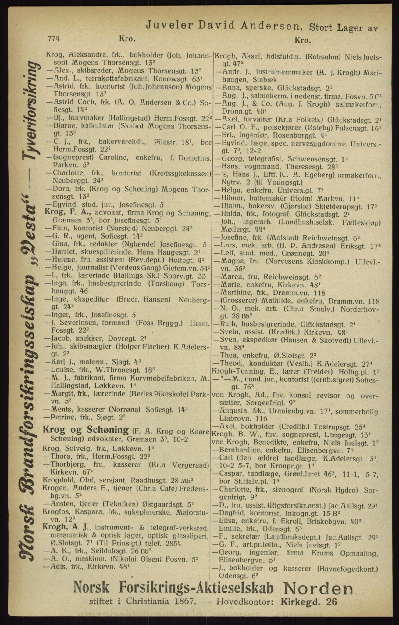 Kristiania/Oslo adressebok, PUBL/-, 1916, p. 774