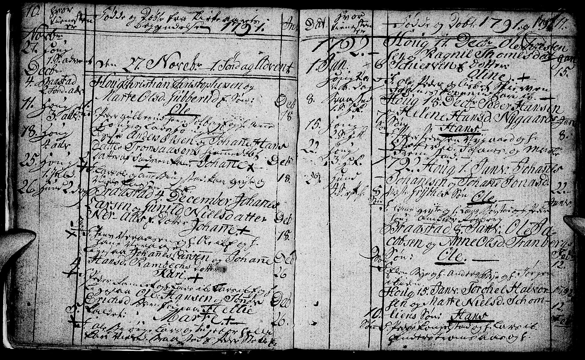 Vardal prestekontor, SAH/PREST-100/H/Ha/Hab/L0002: Parish register (copy) no. 2, 1790-1803, p. 10-11