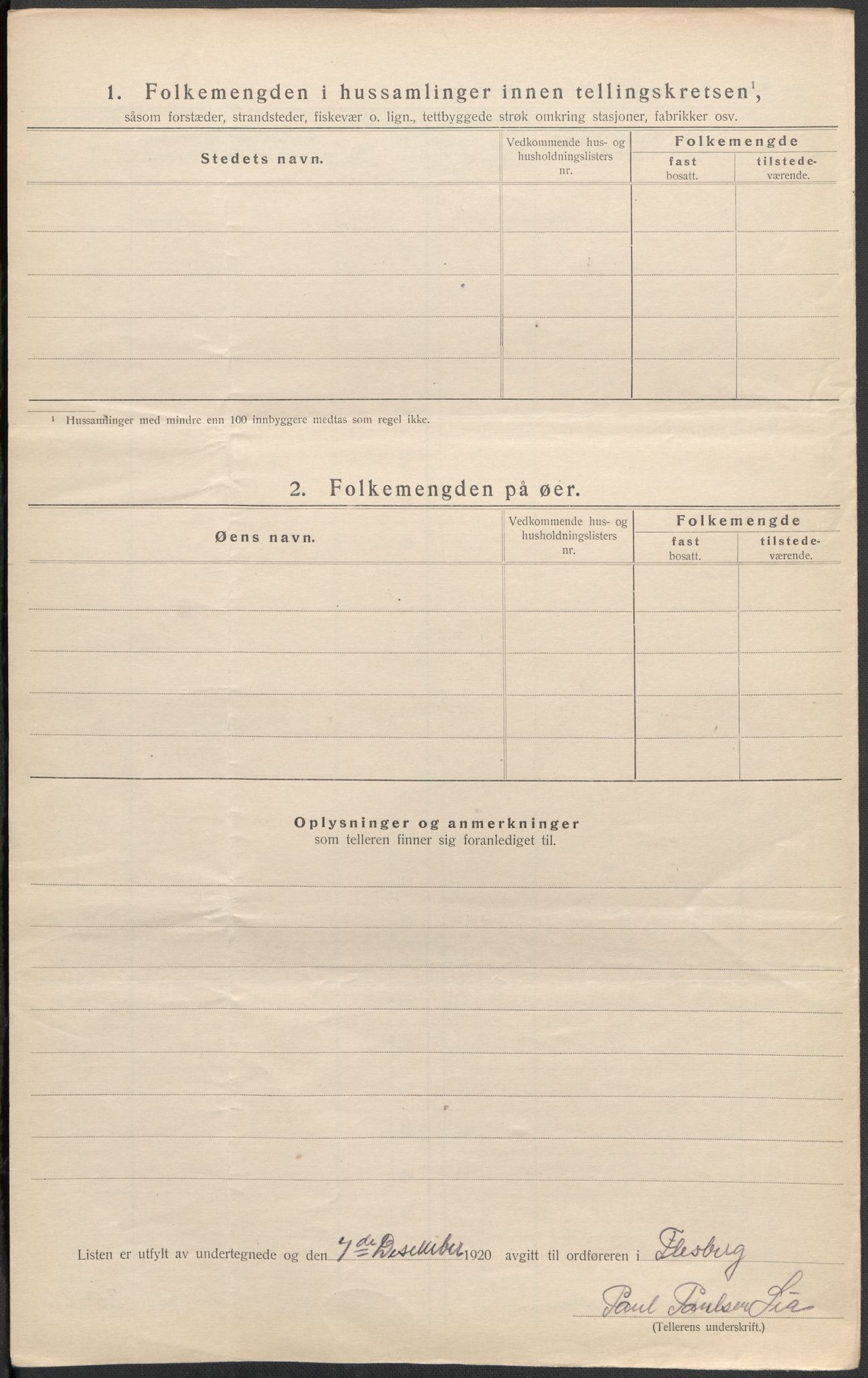 SAKO, 1920 census for Flesberg, 1920, p. 32