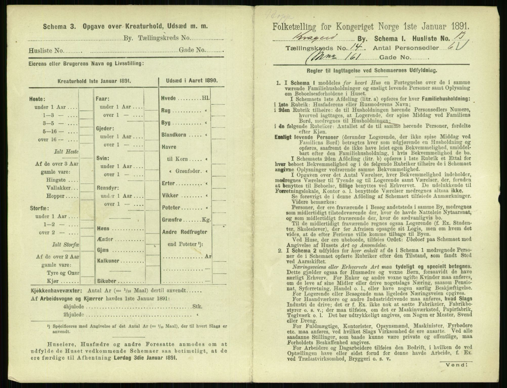 RA, 1891 census for 0801 Kragerø, 1891, p. 698