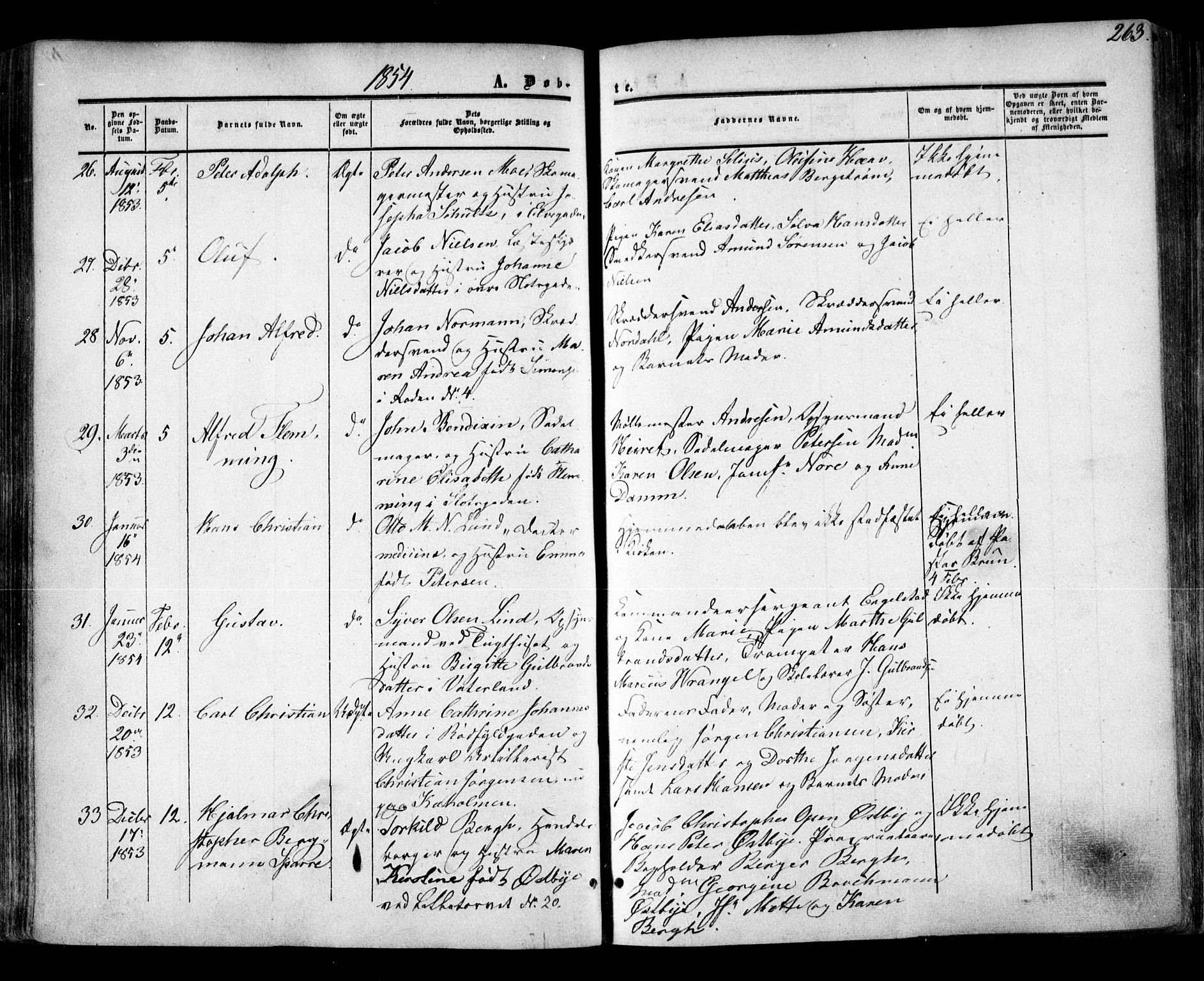 Oslo domkirke Kirkebøker, SAO/A-10752/F/Fa/L0014: Parish register (official) no. 14, 1850-1857, p. 263