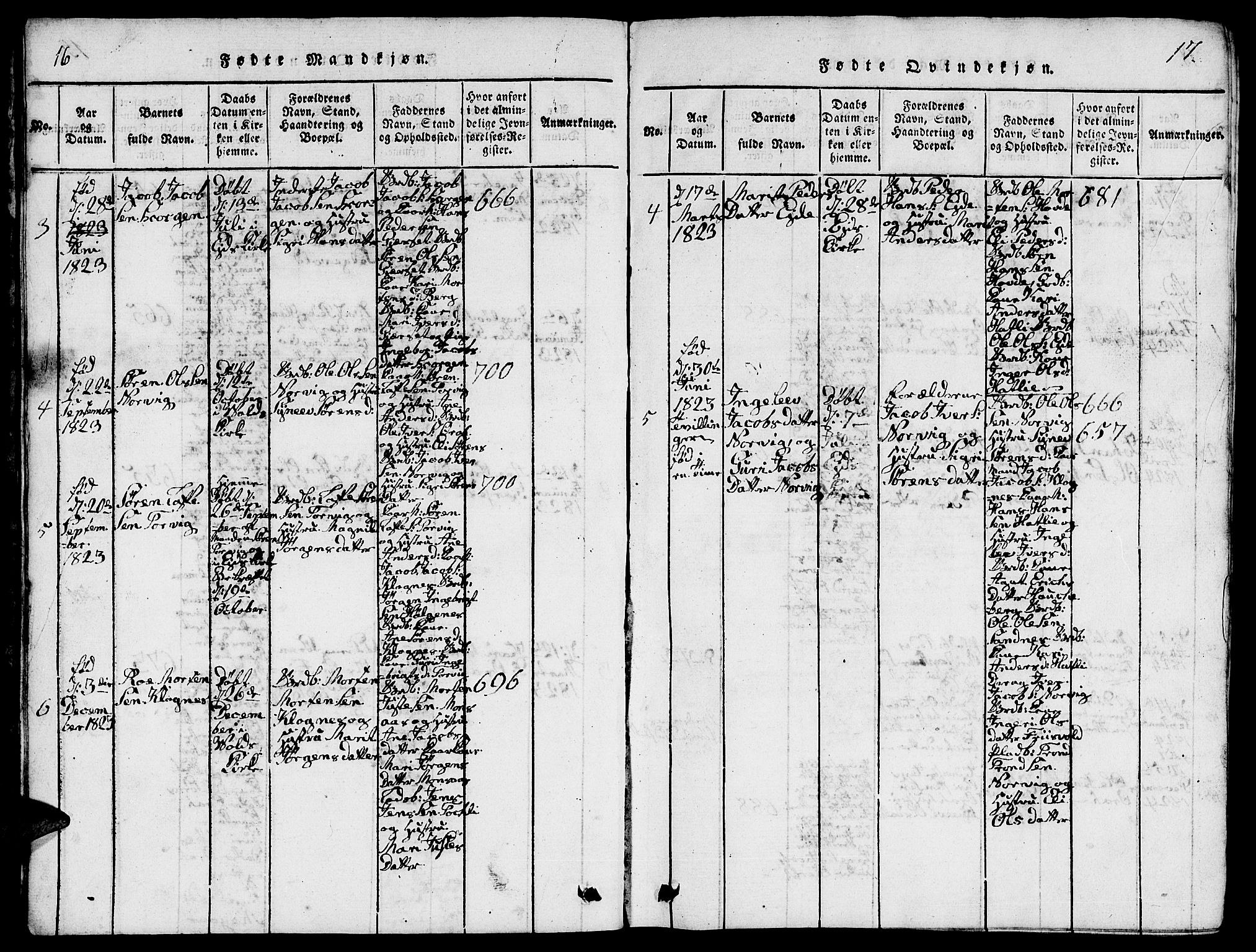 Ministerialprotokoller, klokkerbøker og fødselsregistre - Møre og Romsdal, AV/SAT-A-1454/542/L0558: Parish register (copy) no. 542C01, 1818-1836, p. 16-17