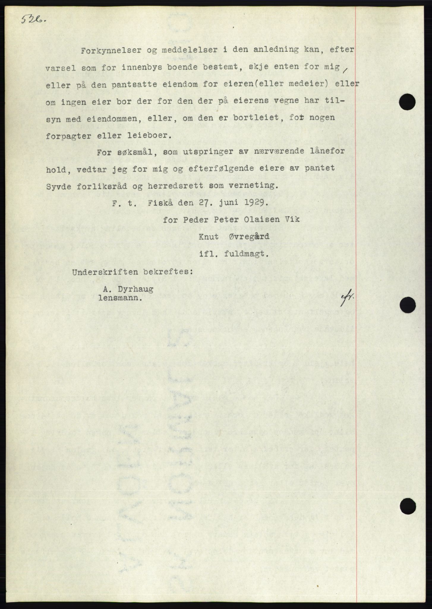 Søre Sunnmøre sorenskriveri, AV/SAT-A-4122/1/2/2C/L0049: Mortgage book no. 43, 1929-1929, Deed date: 06.07.1929